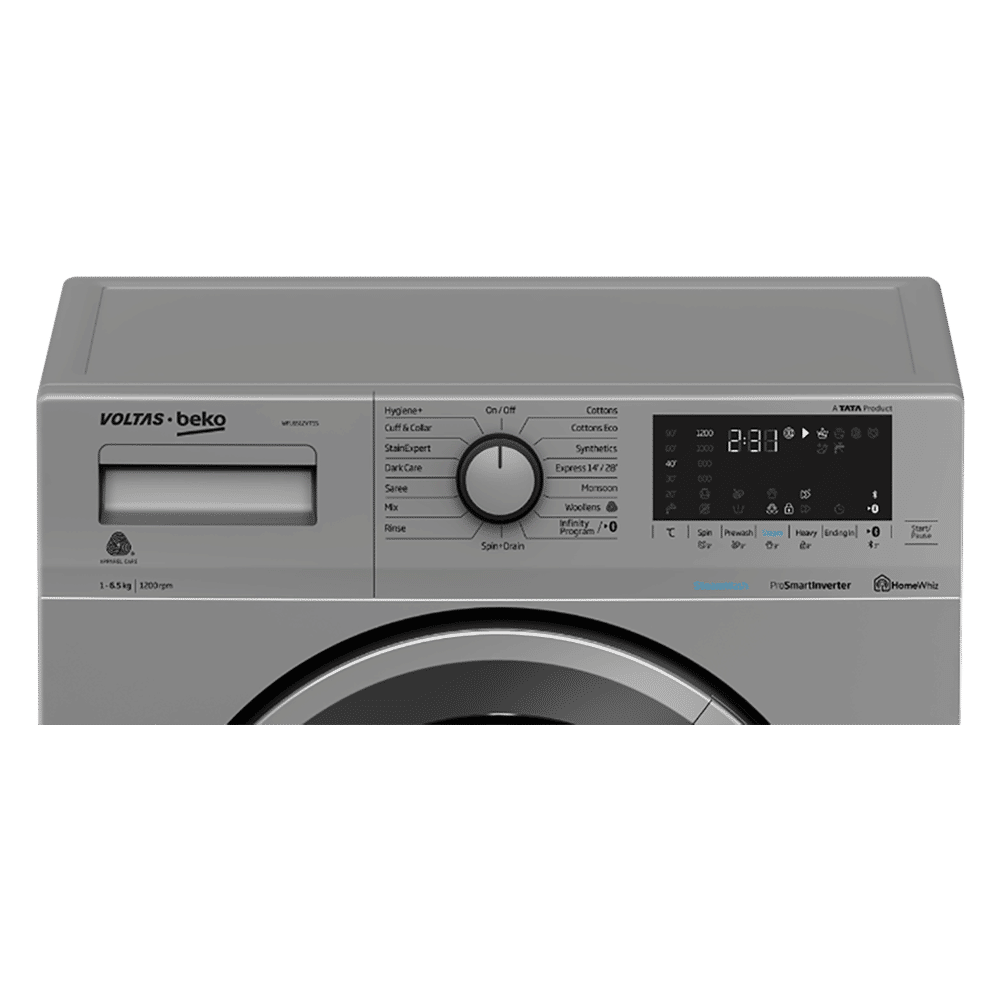 VOLTAS beko 6.5 kg 5 Star Inverter Fully Automatic Front Load Washing Machine (WFL6512VTSS, Hygiene Plus Function, Grey)_3