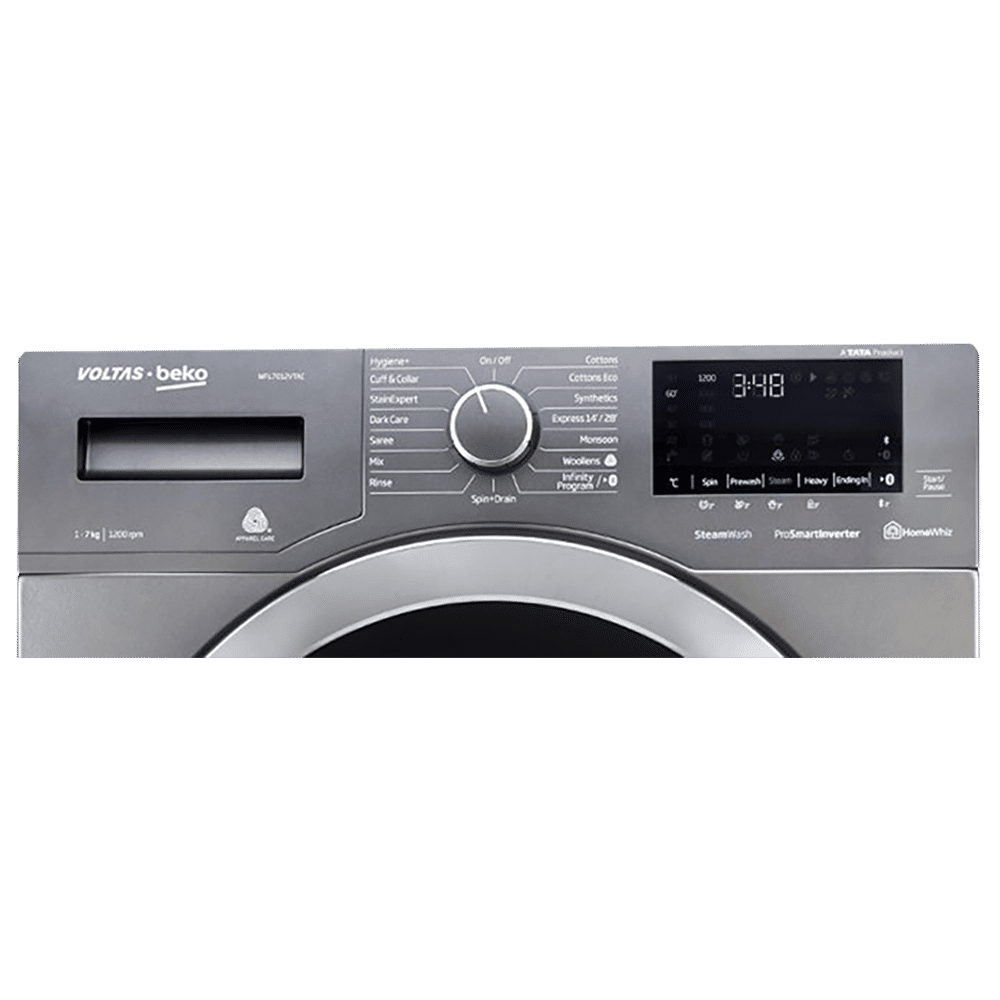 VOLTAS beko 7 kg 5 Star Inverter Fully Automatic Front Load Washing Machine (WFL7012VTAC, Hygiene Plus Function, Manhattan Grey) VOLTAS beko 7 kg 5 Star Inverter Fully Automatic Front Load Washing Machine (WFL7012VTAC, Hygiene Plus Function, Manhattan Grey)_3