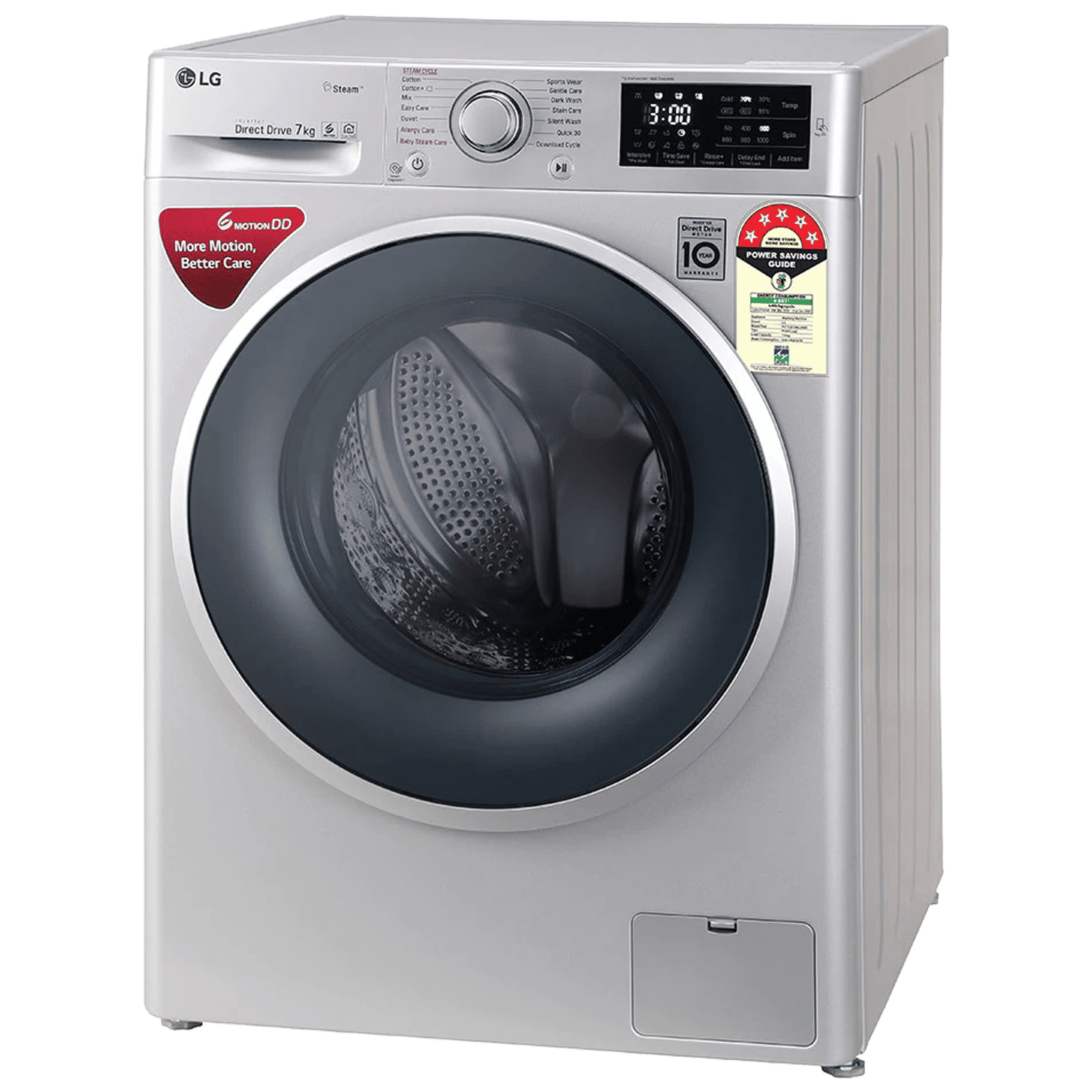 LG 7 kg 5 Star Inverter Fully Automatic Front Load Washing Machine (FHT1207ZNL.ALSQEIL, In-Built Heater, Silver)_3