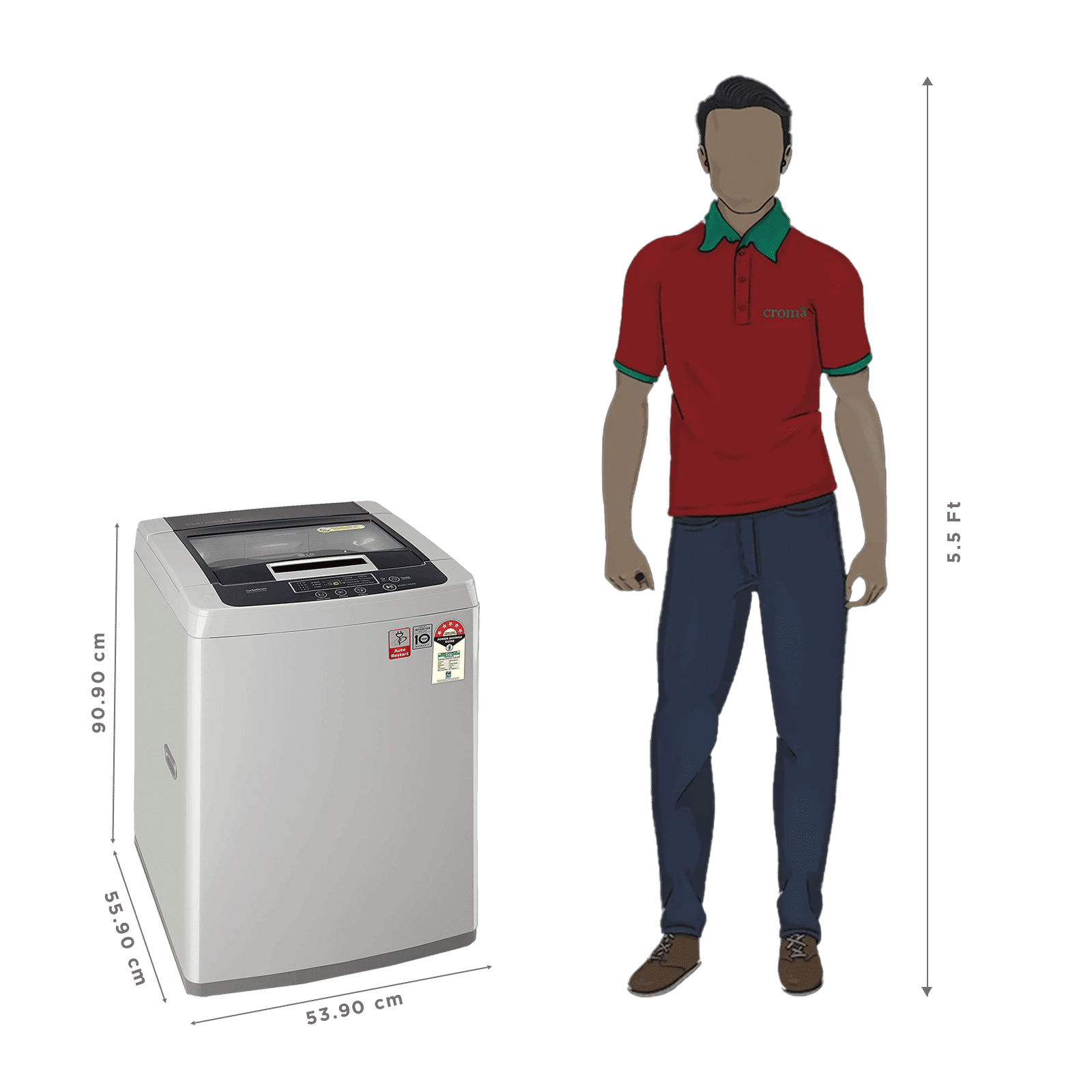 LG 7.5 kg 5 Star Inverter Fully Automatic Top Load Washing Machine (T75SKSF1Z.ASFQEIL, TurboDrum, Middle Free Silver)_3