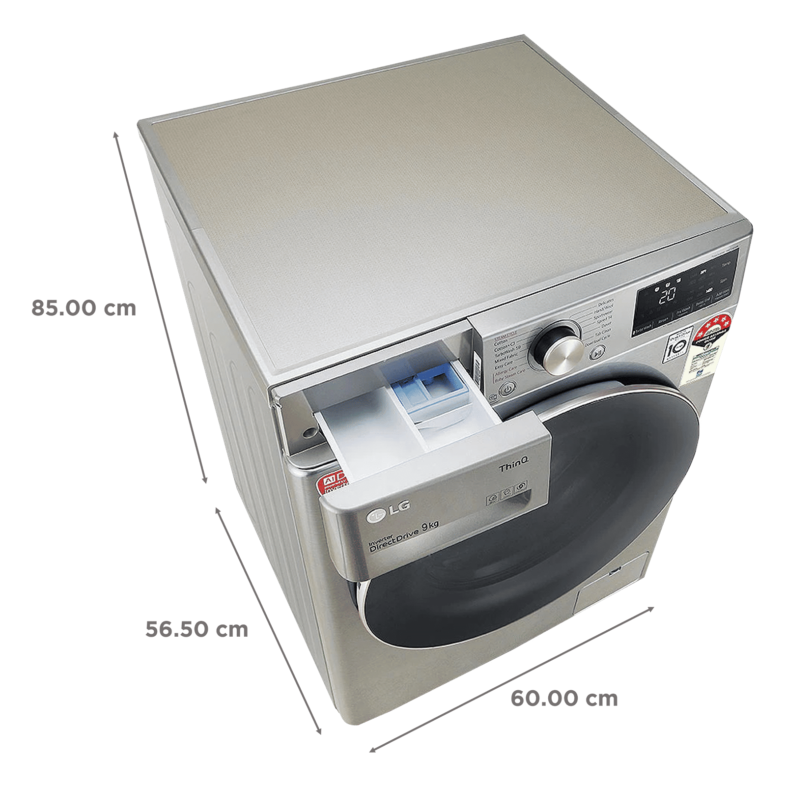 LG 9 kg 5 Star Inverter Fully Automatic Front Load Washing Machine (FHV1409ZWP.APSQEIL, Wi-Fi Support, Platinum Silver)_3