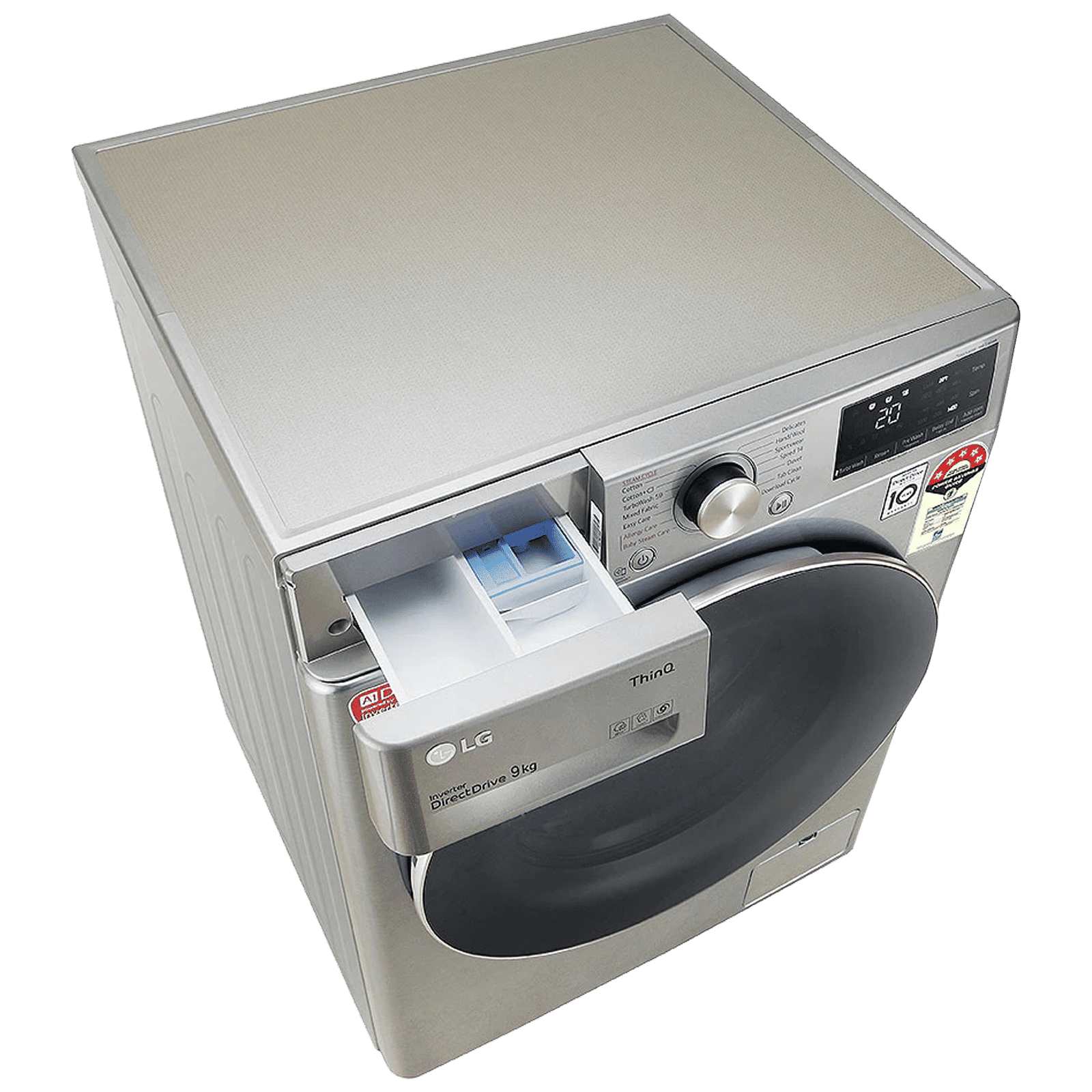 LG 9 kg 5 Star Inverter Fully Automatic Front Load Washing Machine (FHV1409ZWP.APSQEIL, Wi-Fi Support, Platinum Silver)_8