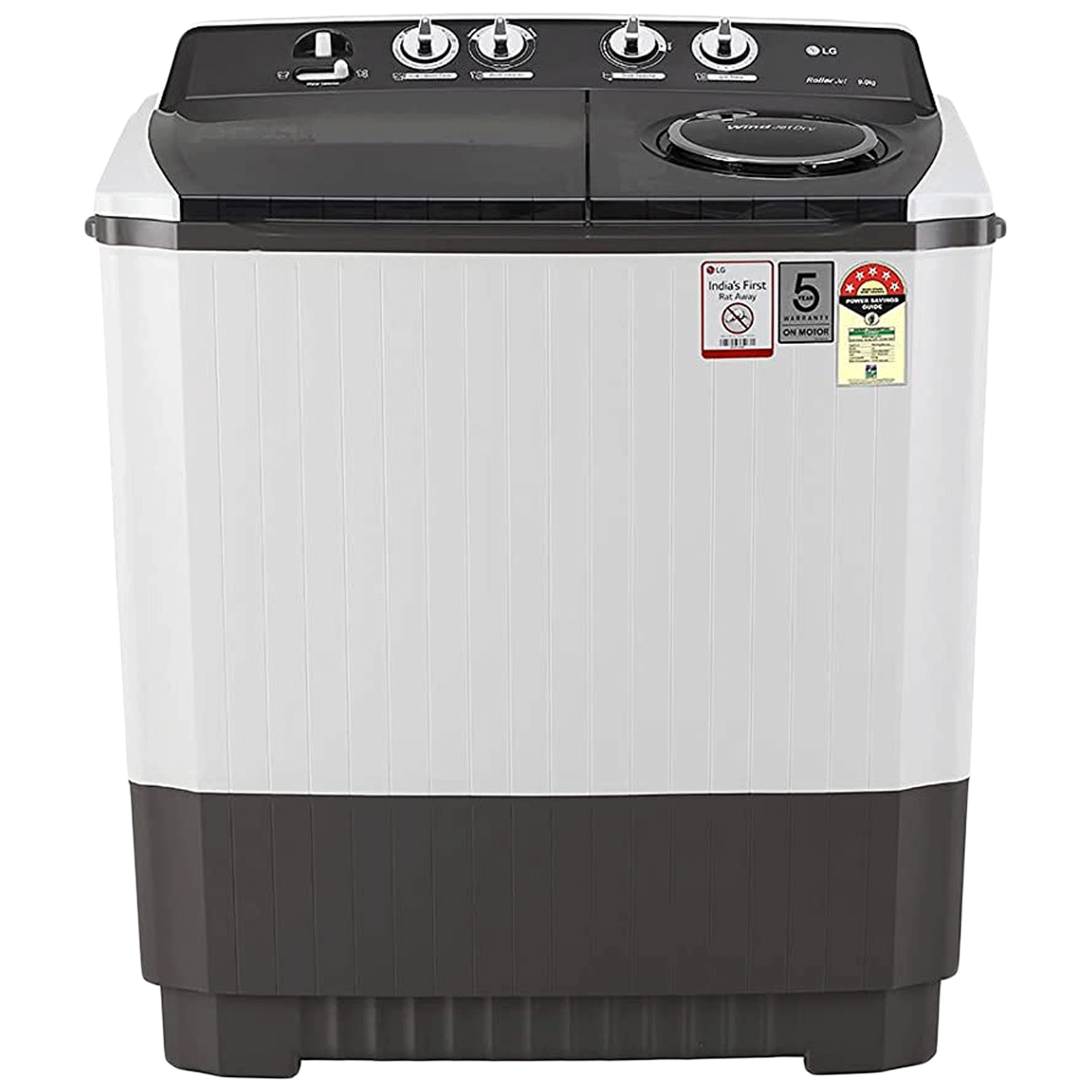 LG 9 kg 5 Star Semi Automatic Washing Machine with Lint Filter (P9041SGAZ.ADGQEIL, Grey) LG 9 kg 5 Star Semi Automatic Washing Machine with Lint Filter (P9041SGAZ.ADGQEIL, Grey)_1