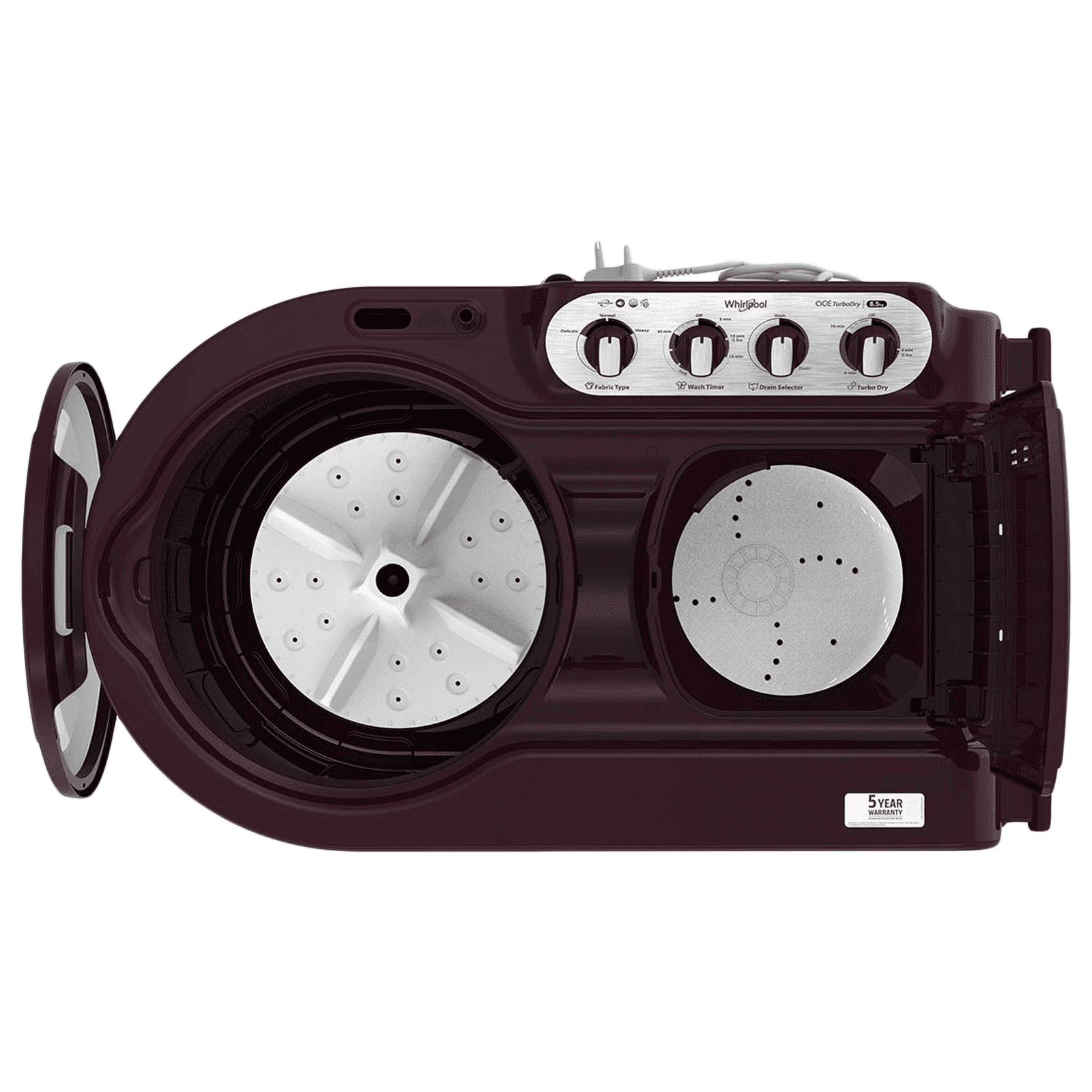 Whirlpool 8.5 kg 5 Star Semi Automatic Washing Machine with In-Built Collar Scrubber (Ace, Wine Dazzle)_3