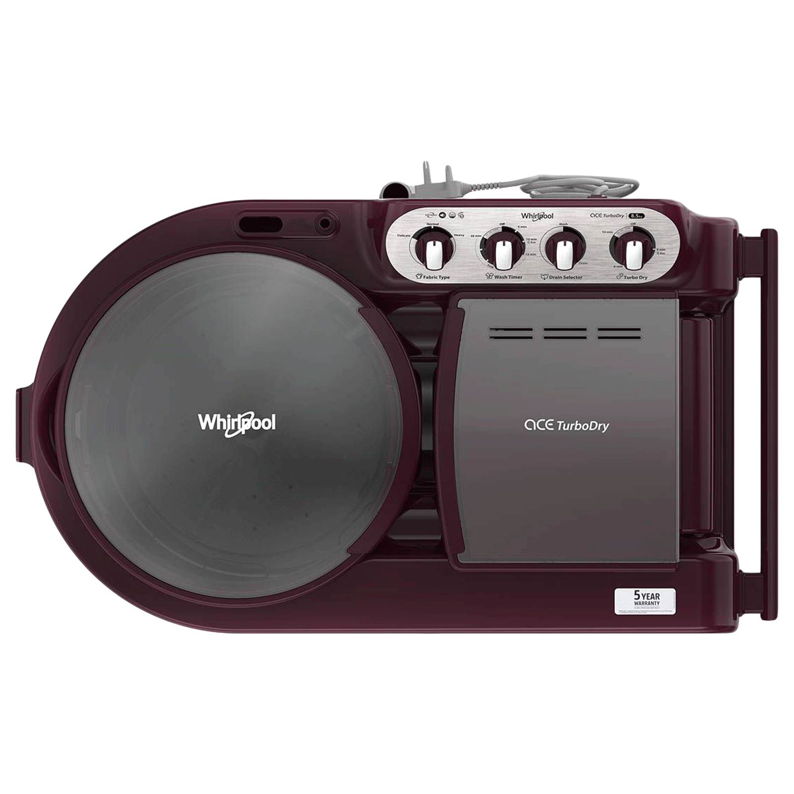 Whirlpool 8.5 kg 5 Star Semi Automatic Washing Machine with In-Built Collar Scrubber (Ace, Wine Dazzle)_4