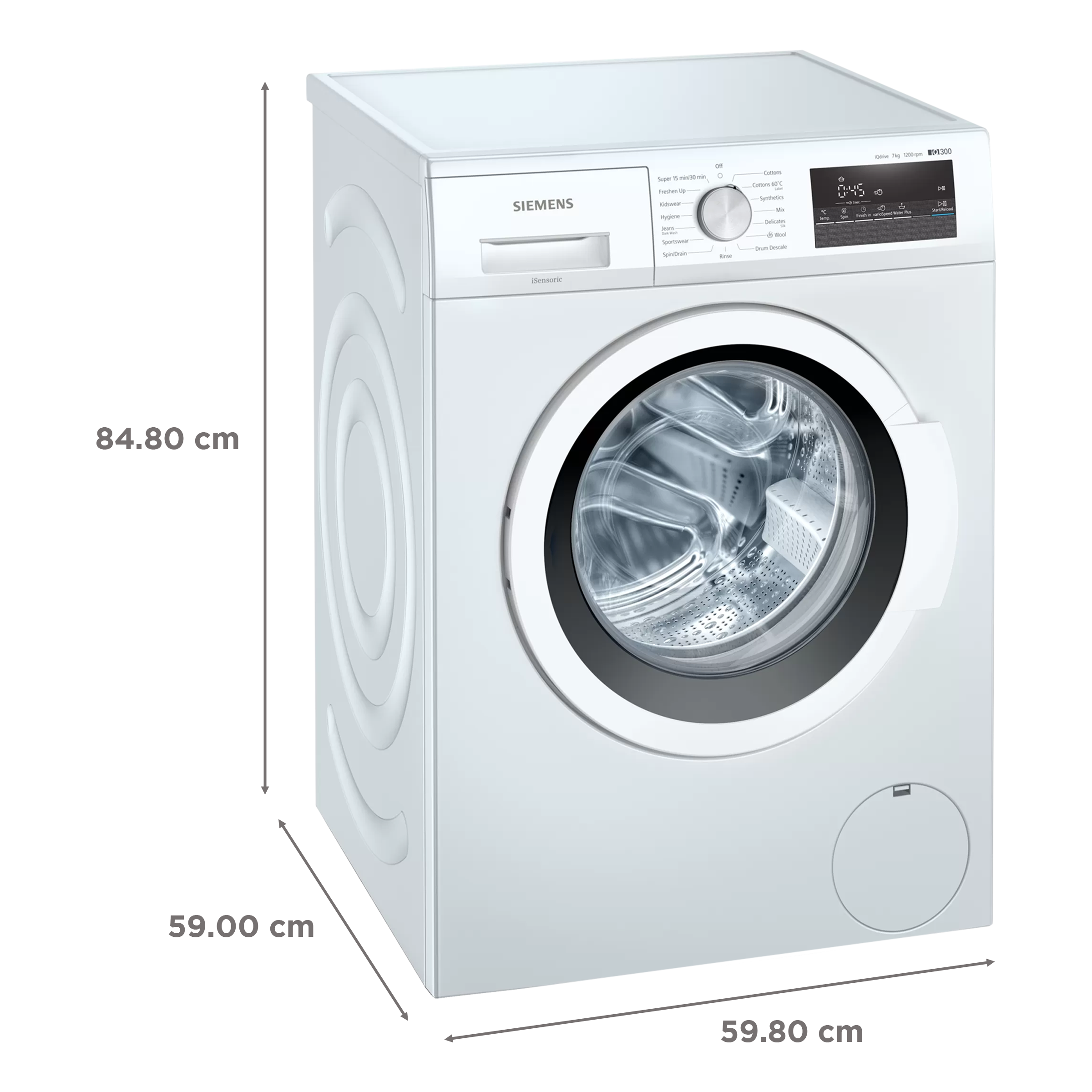 SIEMENS 7 kg 5 Star Fully Automatic Front Load Washing Machine (iQ300, WM12J16WIN, Wave Drum, White)_2