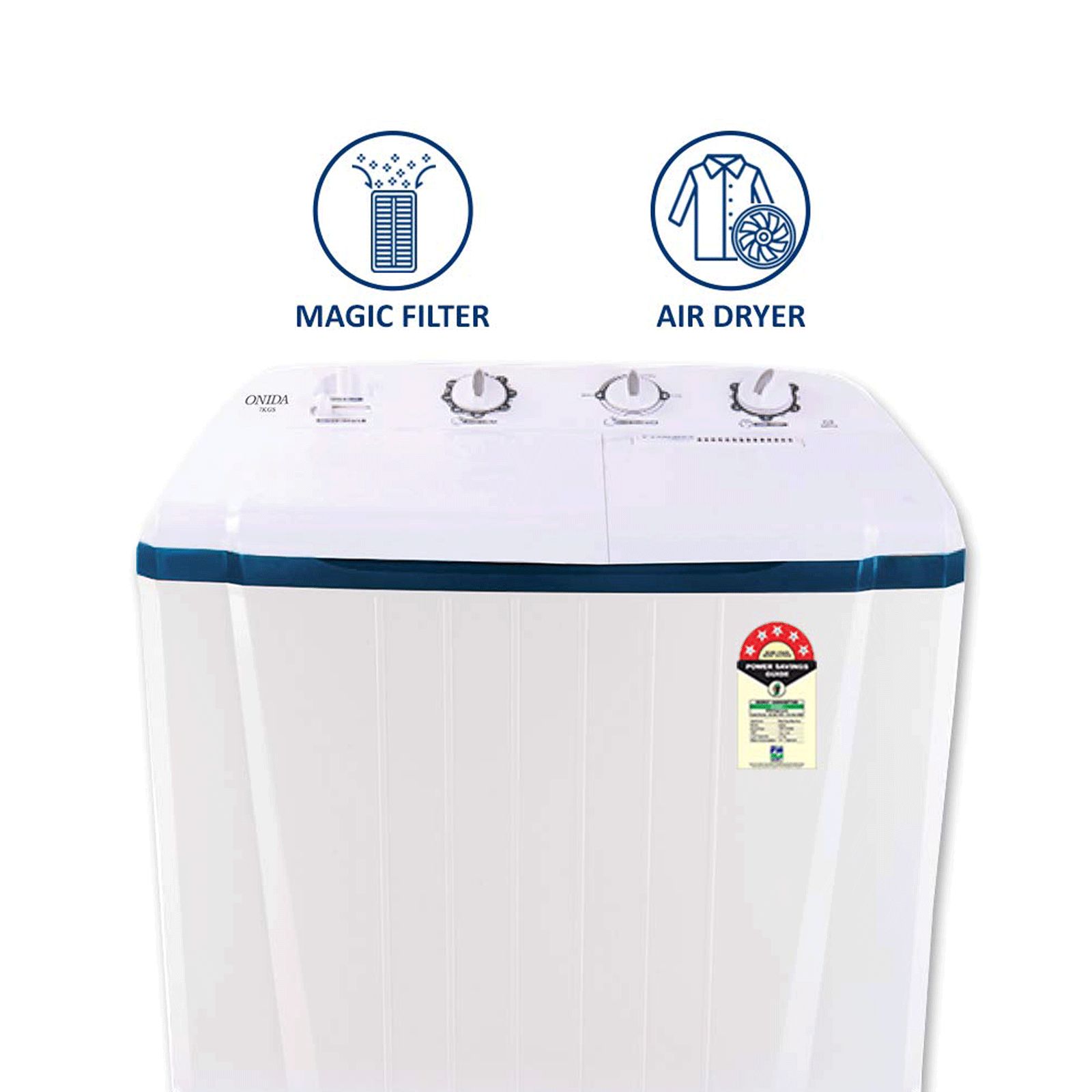 ONIDA 7 kg 5 Star Semi Automatic Washing Machine with Magic Filter (S70OIB, White/Blue) ONIDA 7 kg 5 Star Semi Automatic Washing Machine with Magic Filter (S70OIB, White/Blue)_7