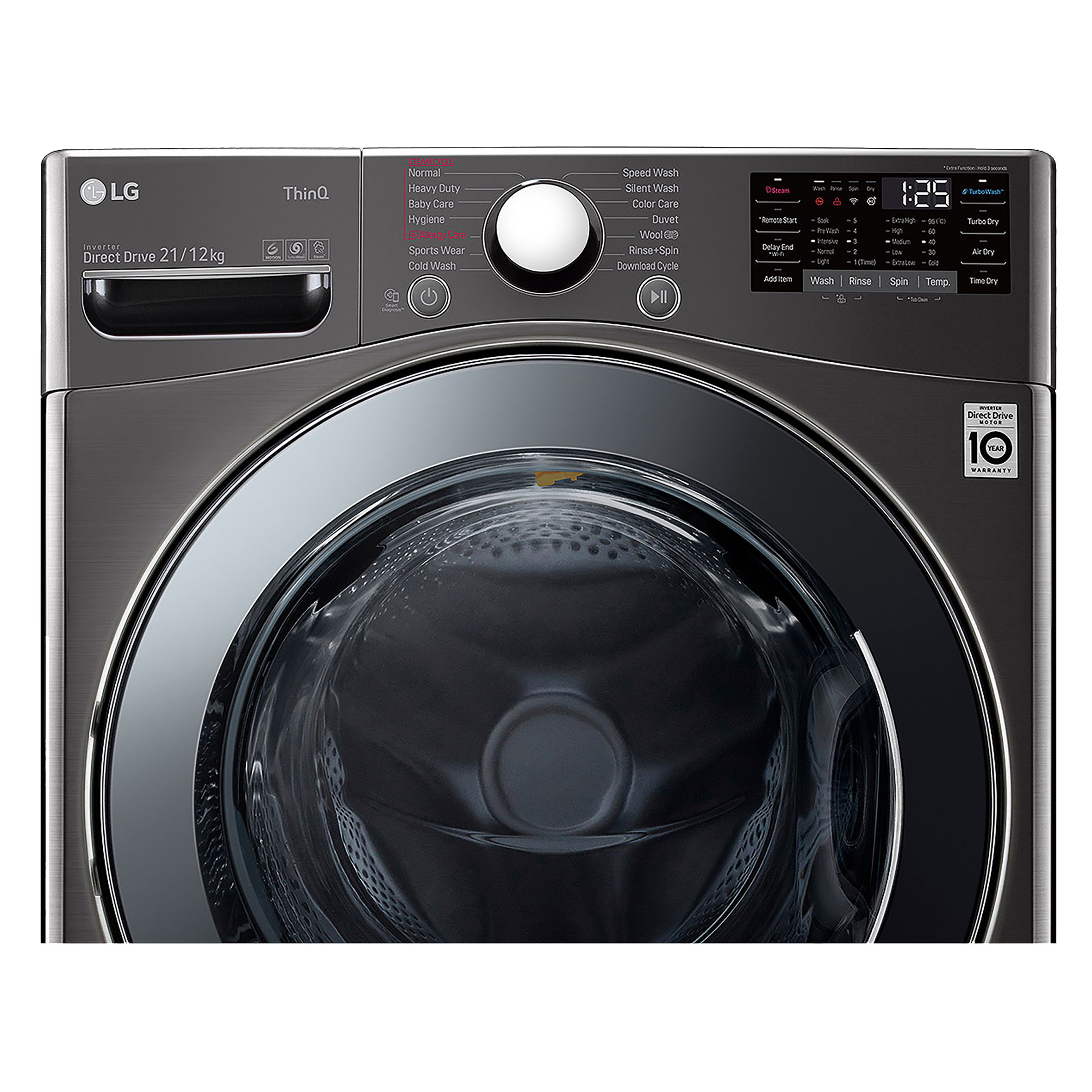 LG 21/12 kg 5 Star Inverter Fully Automatic Front Load Washer Dryer (FHD2112STB.ABLPEIL, Steam Wash Technology, Black VCM)_10