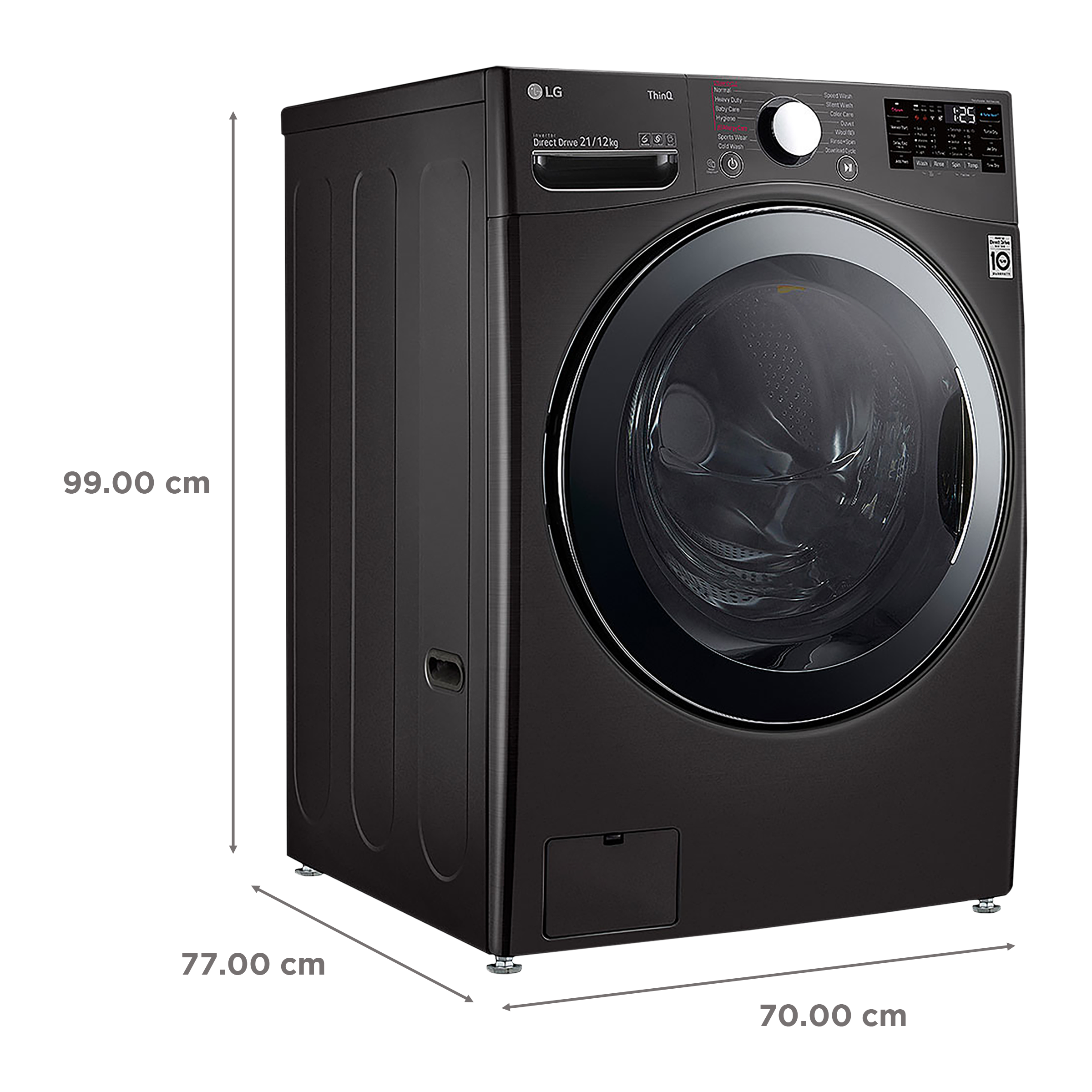 LG 21/12 kg 5 Star Inverter Fully Automatic Front Load Washer Dryer (FHD2112STB.ABLPEIL, Steam Wash Technology, Black VCM)_3