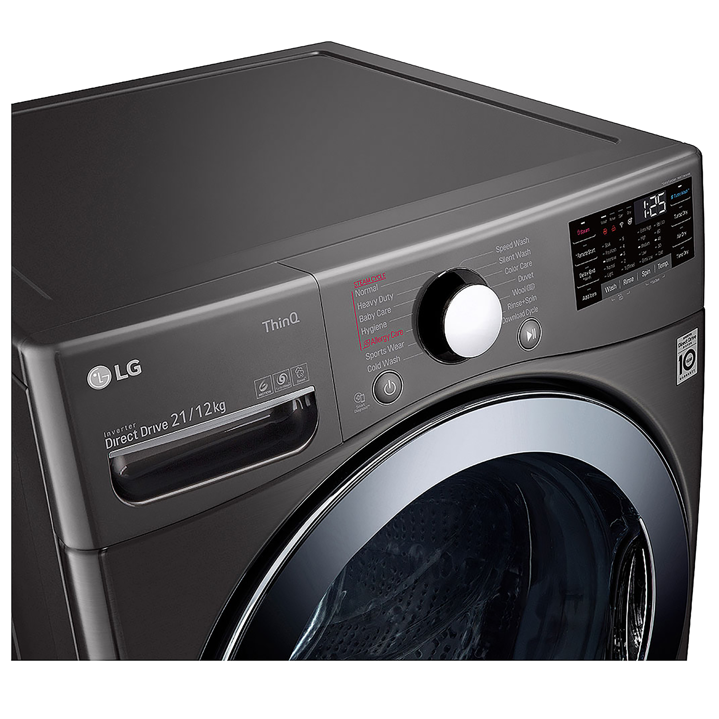 LG 21/12 kg 5 Star Inverter Fully Automatic Front Load Washer Dryer (FHD2112STB.ABLPEIL, Steam Wash Technology, Black VCM)_4