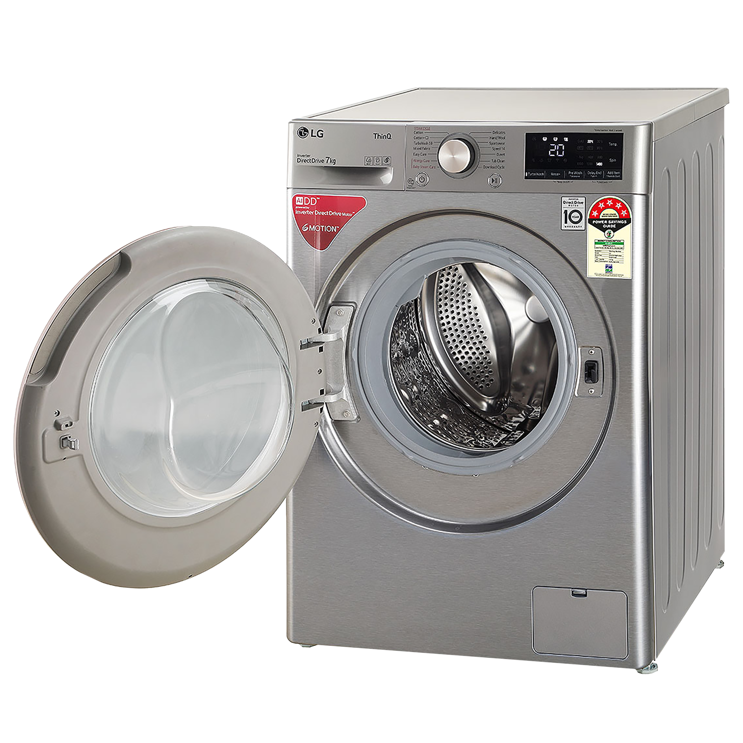 LG 7 kg 5 Star Inverter Fully Automatic Front Load Washing Machine (FHV1207BWP, In-Built Heater, Platinum Silver)_8