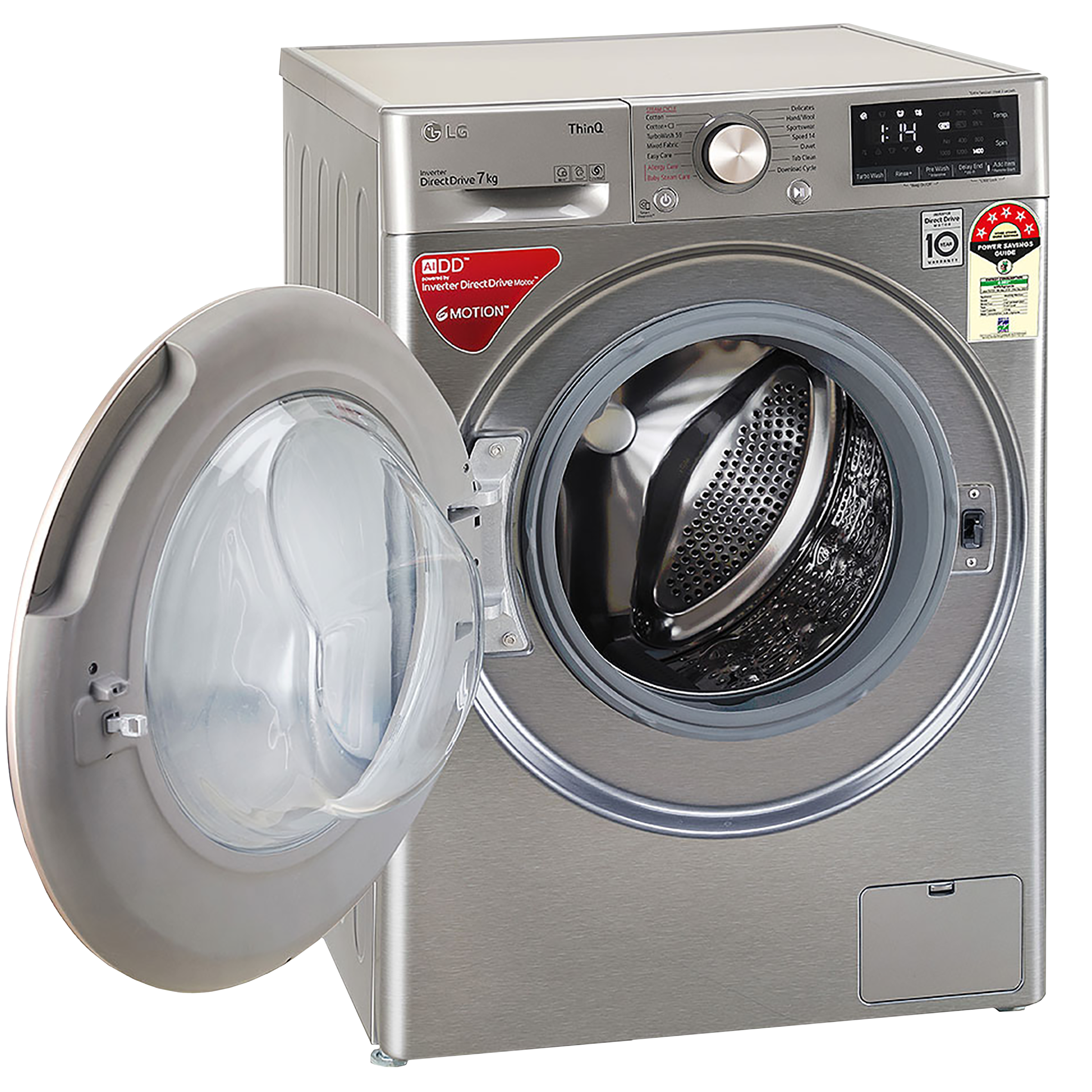LG 7 kg 5 Star Inverter Fully Automatic Front Load Washing Machine (FHV1207BWP, In-Built Heater, Platinum Silver)_14