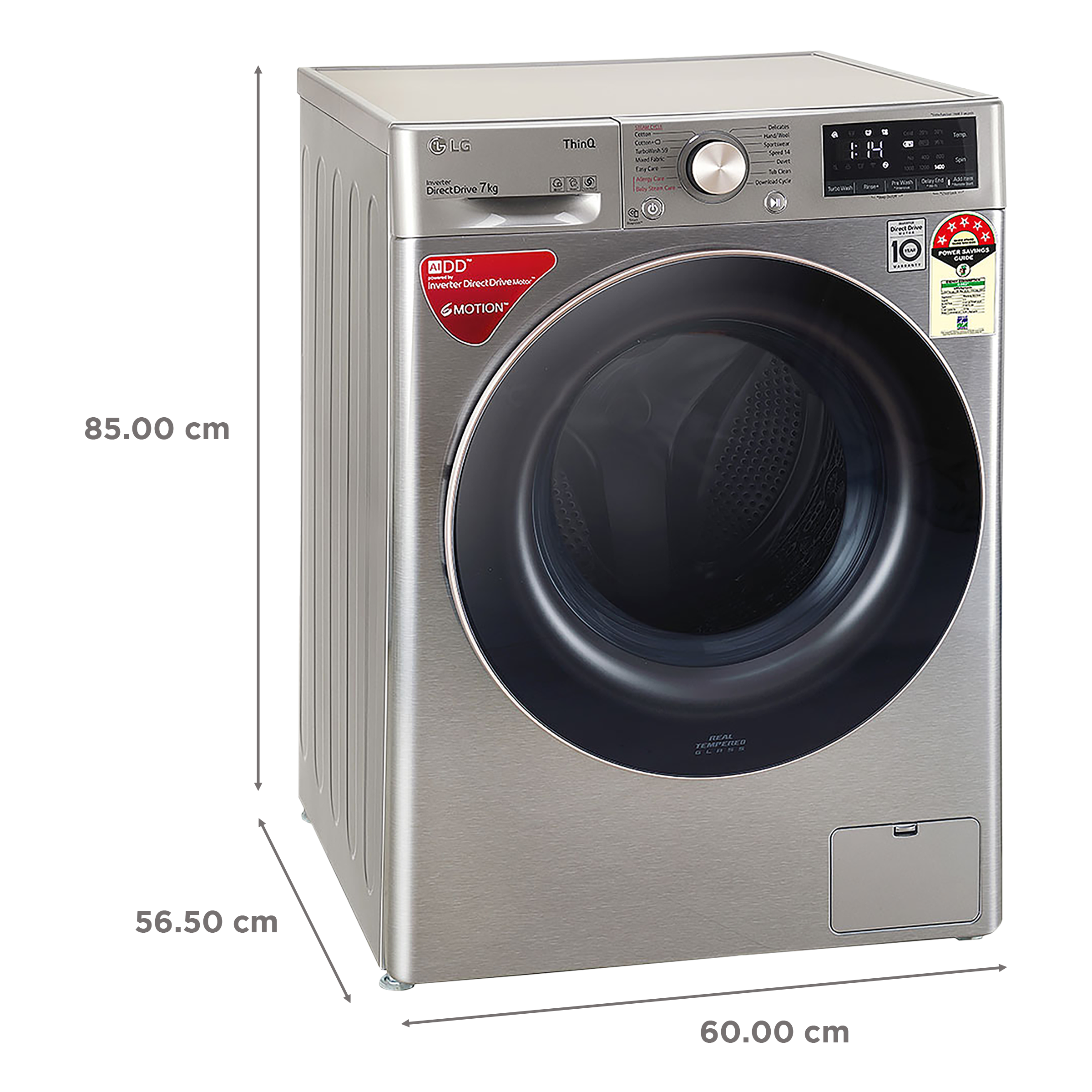 LG 7 kg 5 Star Inverter Fully Automatic Front Load Washing Machine (FHV1207BWP, In-Built Heater, Platinum Silver)_3