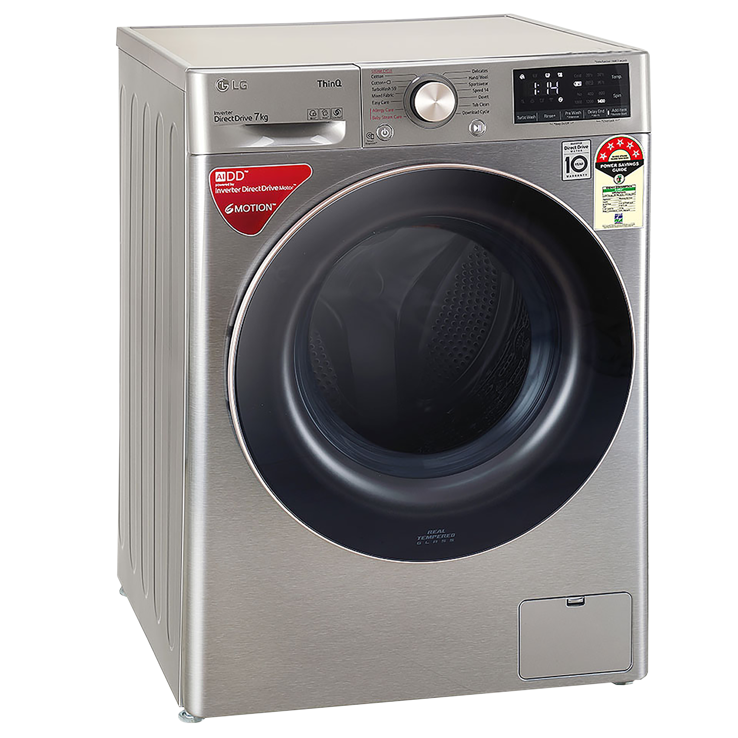 LG 7 kg 5 Star Inverter Fully Automatic Front Load Washing Machine (FHV1207BWP, In-Built Heater, Platinum Silver)_4