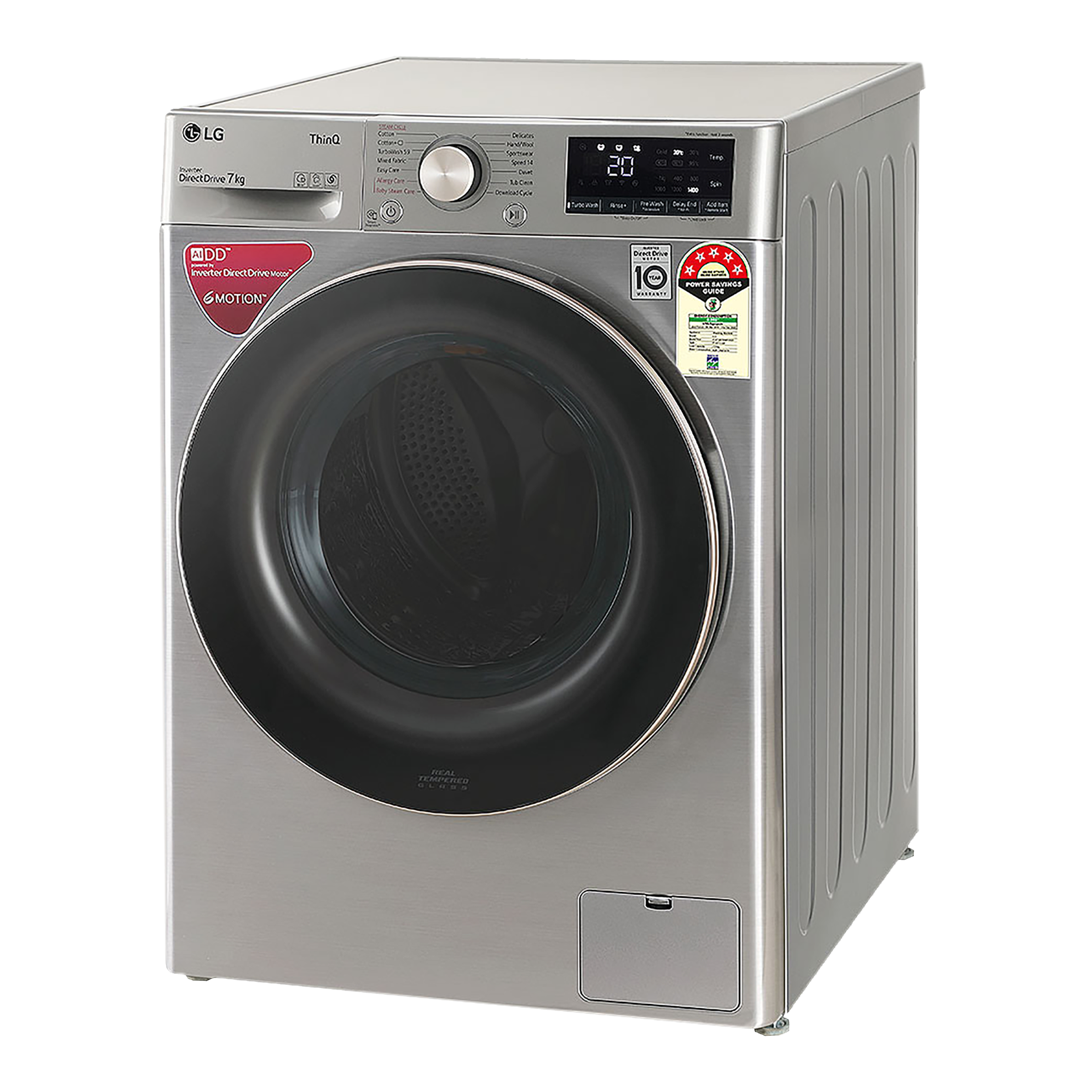 LG 7 kg 5 Star Inverter Fully Automatic Front Load Washing Machine (FHV1207BWP, In-Built Heater, Platinum Silver)_5