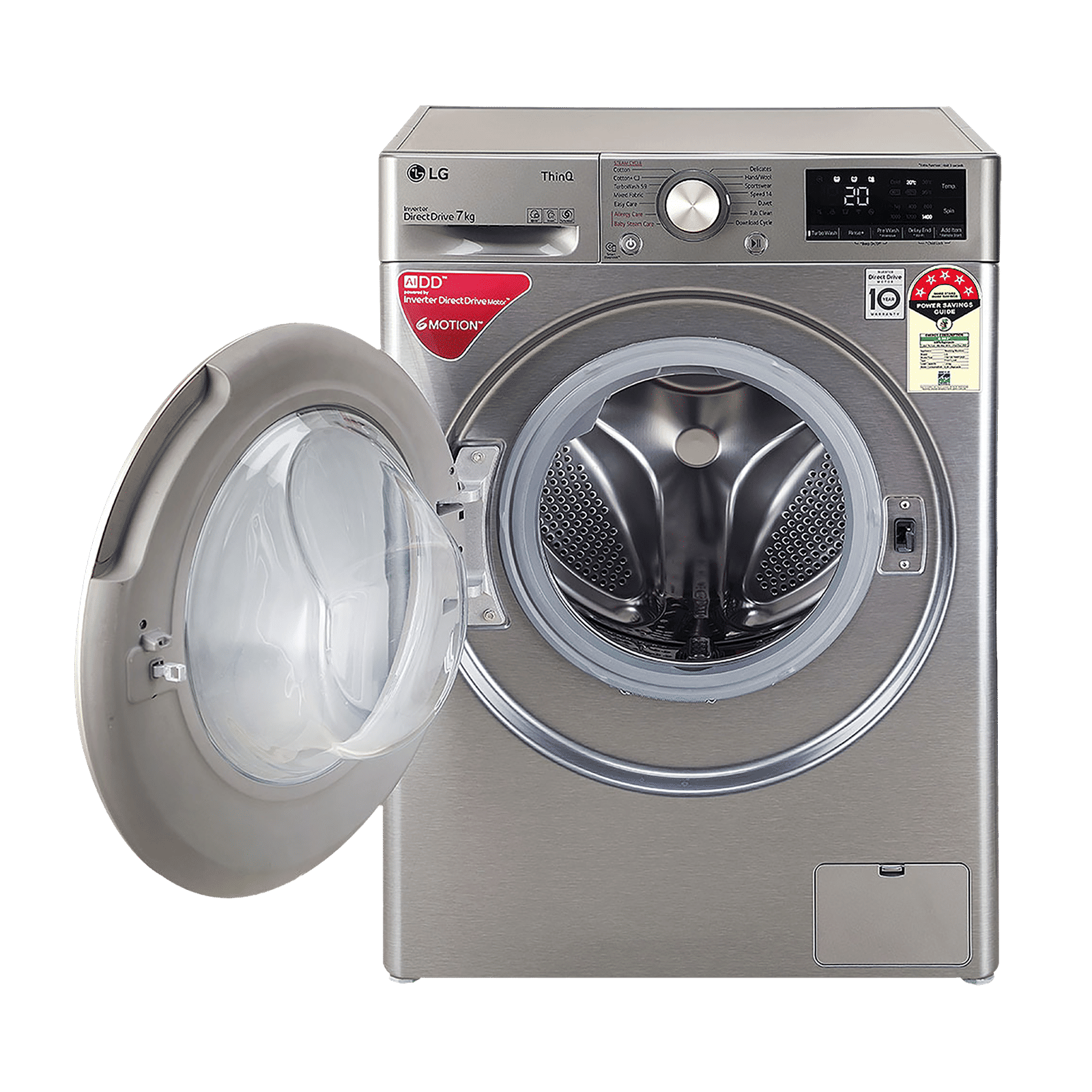 LG 7 kg 5 Star Inverter Fully Automatic Front Load Washing Machine (FHV1207BWP, In-Built Heater, Platinum Silver)_6