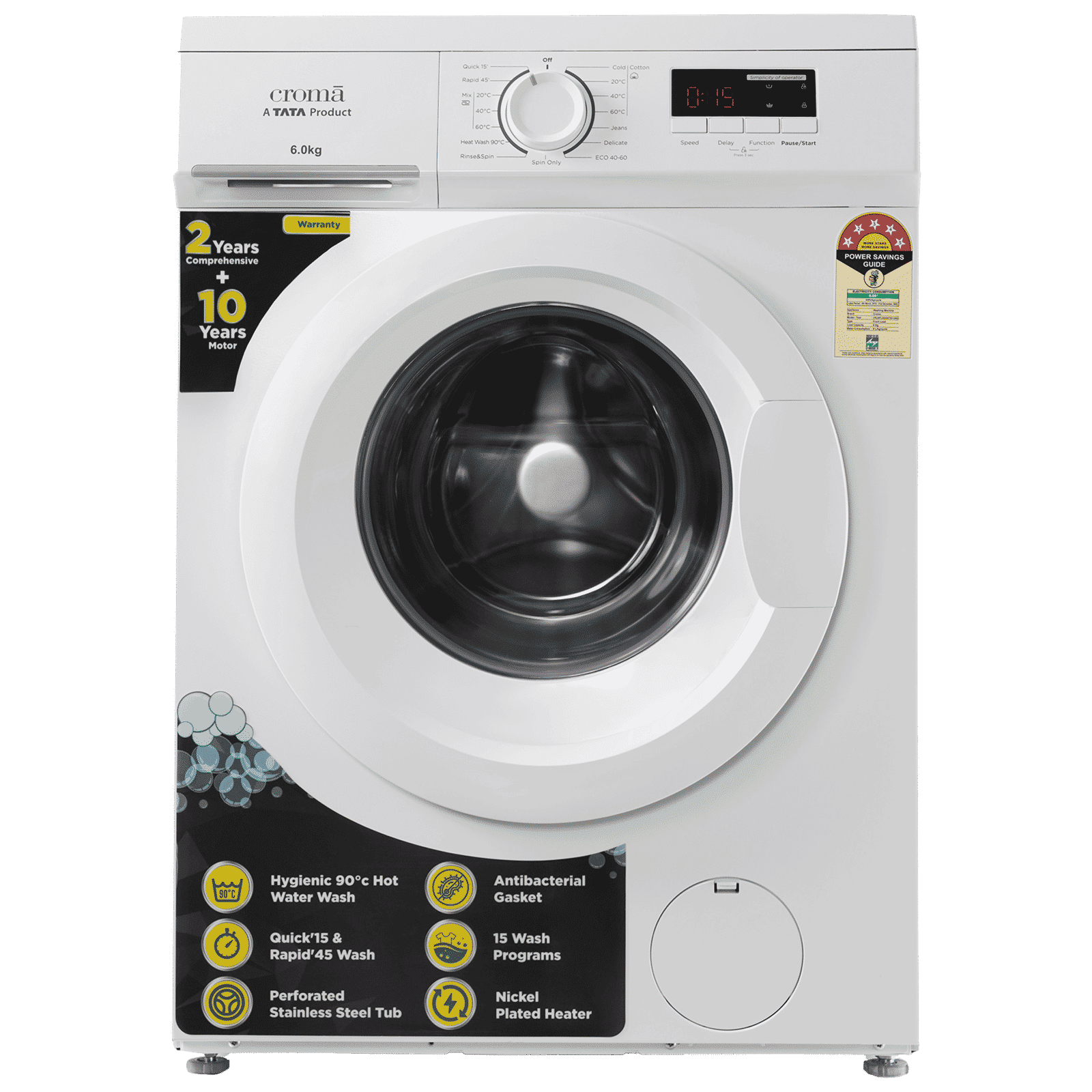 Croma 6 kg 5 Star Fully Automatic Front Load Washing Machine (CRLWFL0605W7901, In-built Heater, White)_1