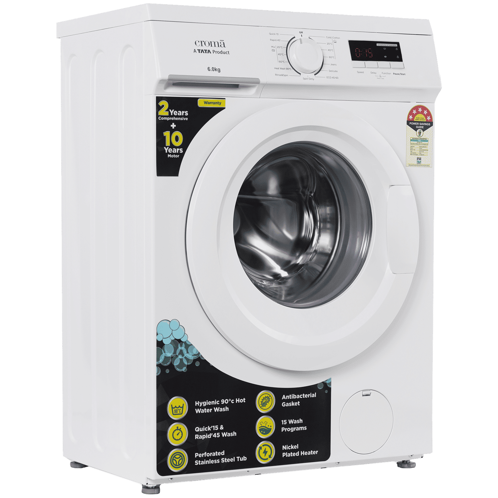 Croma 6 kg 5 Star Fully Automatic Front Load Washing Machine (CRLWFL0605W7901, In-built Heater, White)_11