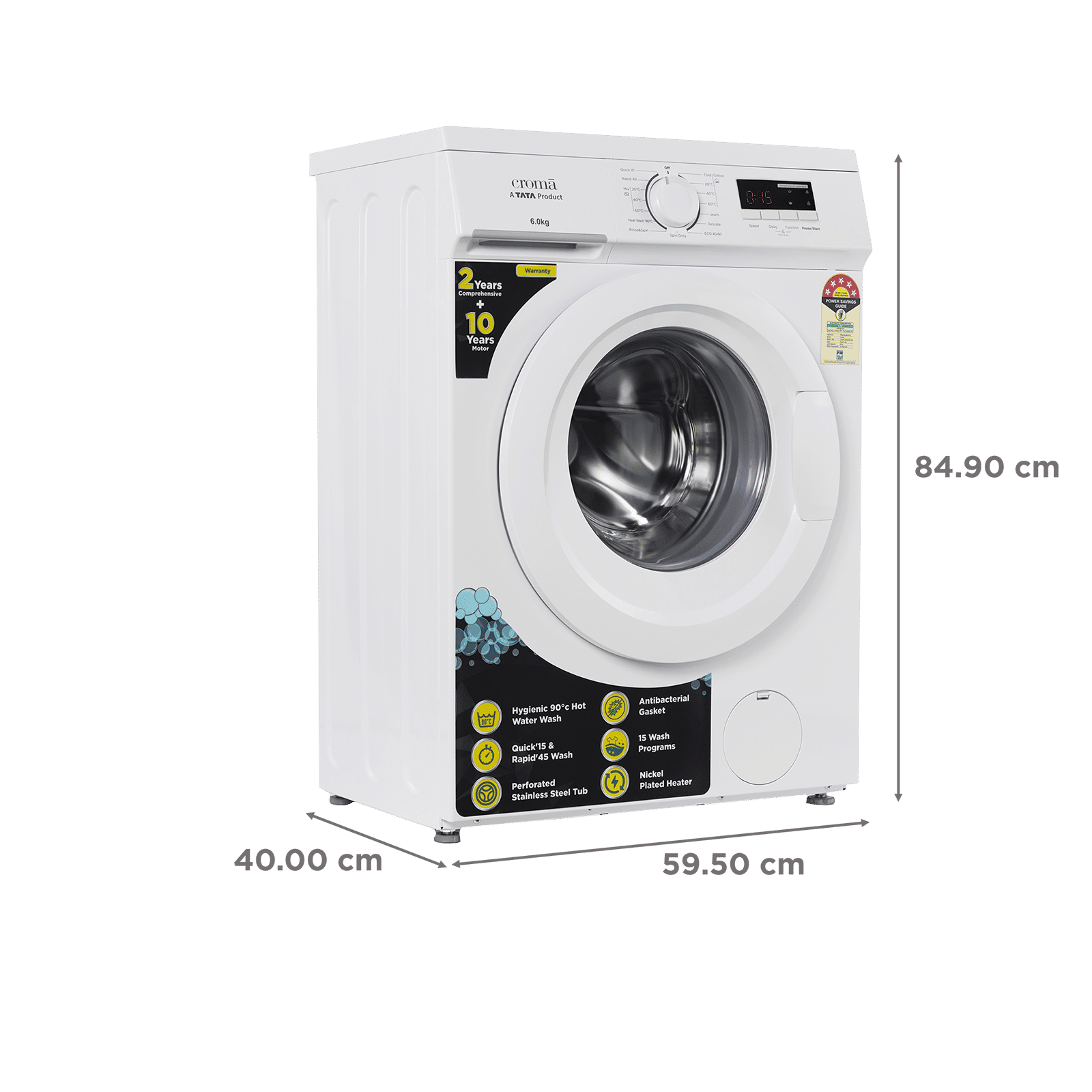 Croma 6 kg 5 Star Fully Automatic Front Load Washing Machine (CRLWFL0605W7901, In-built Heater, White)_3