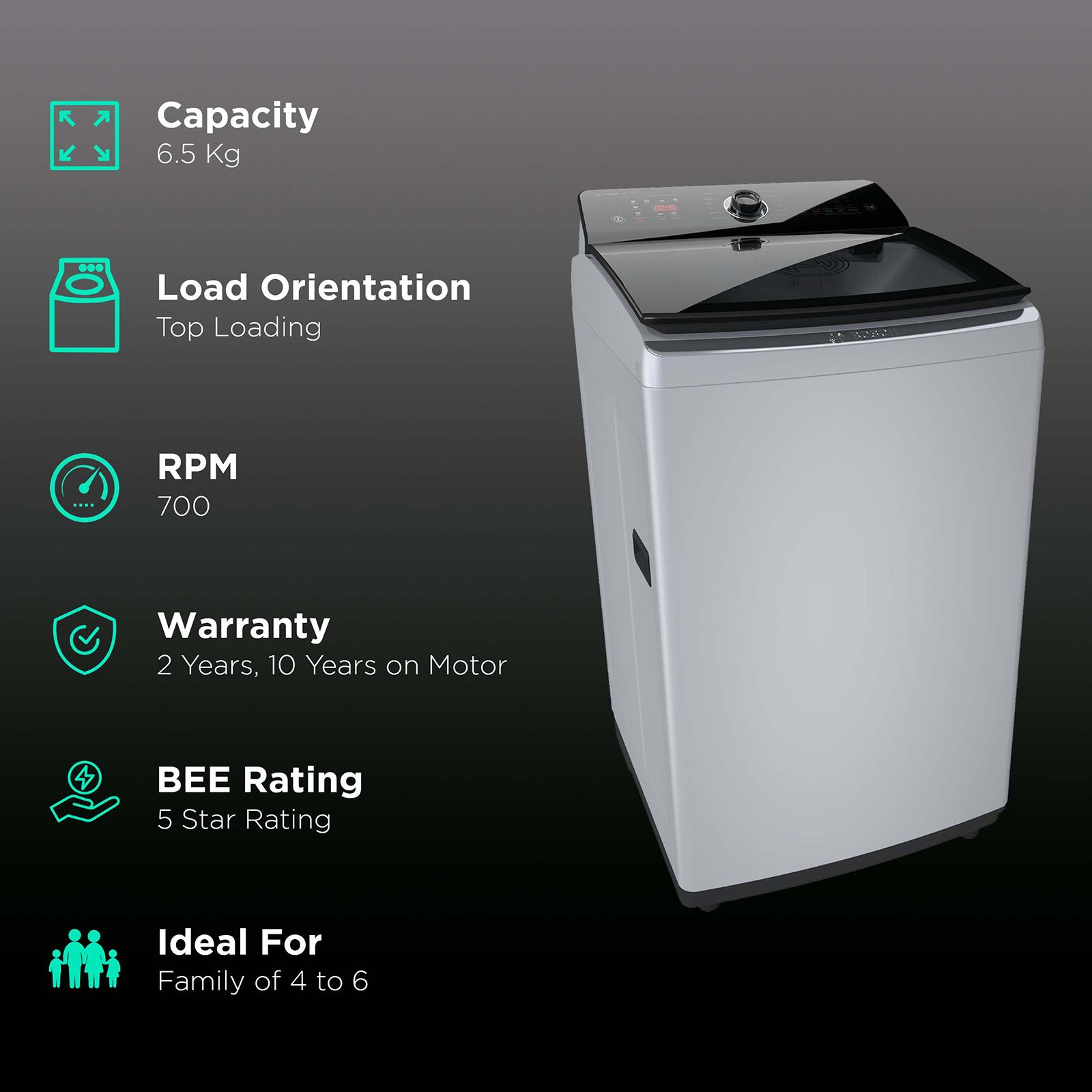 BOSCH 6.5 kg 5 Star Inverter Fully Automatic Top Load Washing Machine (Series 4, WOI653S0IN, ExpertCare Wash System, Silver) BOSCH 6.5 kg 5 Star Inverter Fully Automatic Top Load Washing Machine (Series 4, WOI653S0IN, ExpertCare Wash System, Silver)_2