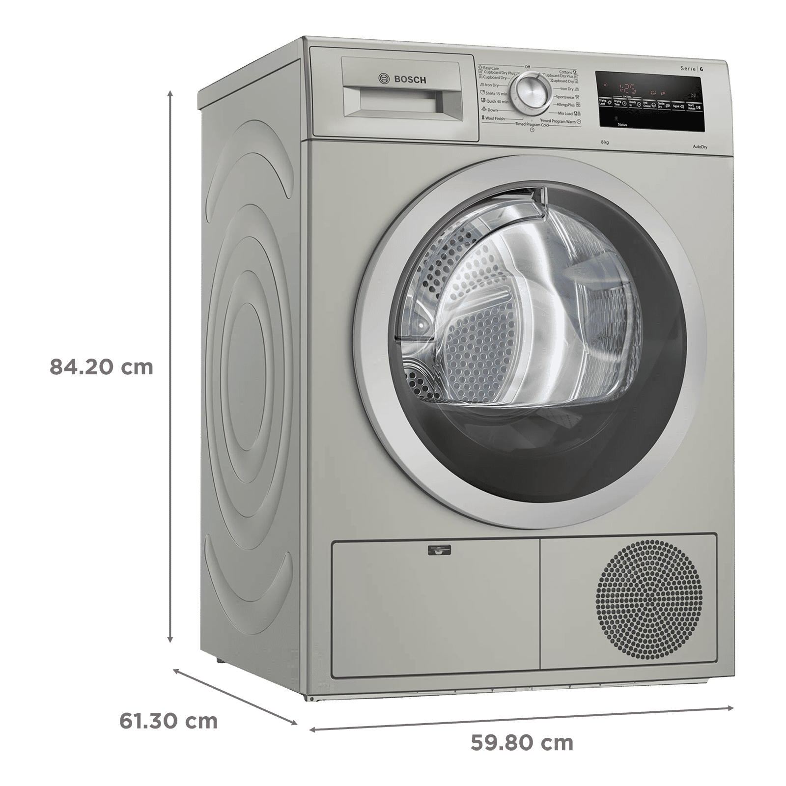 BOSCH 8 kg 5 Star Fully Automatic Front Load Dryer (Series 6, WTG8640SIN, In-Built Heater, Silver Inox) BOSCH 8 kg 5 Star Fully Automatic Front Load Dryer (Series 6, WTG8640SIN, In-Built Heater, Silver Inox)_3