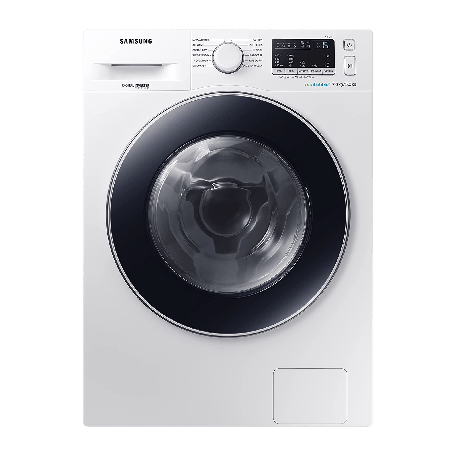 SAMSUNG 7/5 kg 5 Star Inverter Fully Automatic Front Load Washer Dryer (WD70M4443JW/TL, Diamond Drum, White) SAMSUNG 7/5 kg 5 Star Inverter Fully Automatic Front Load Washer Dryer (WD70M4443JW/TL, Diamond Drum, White)_1
