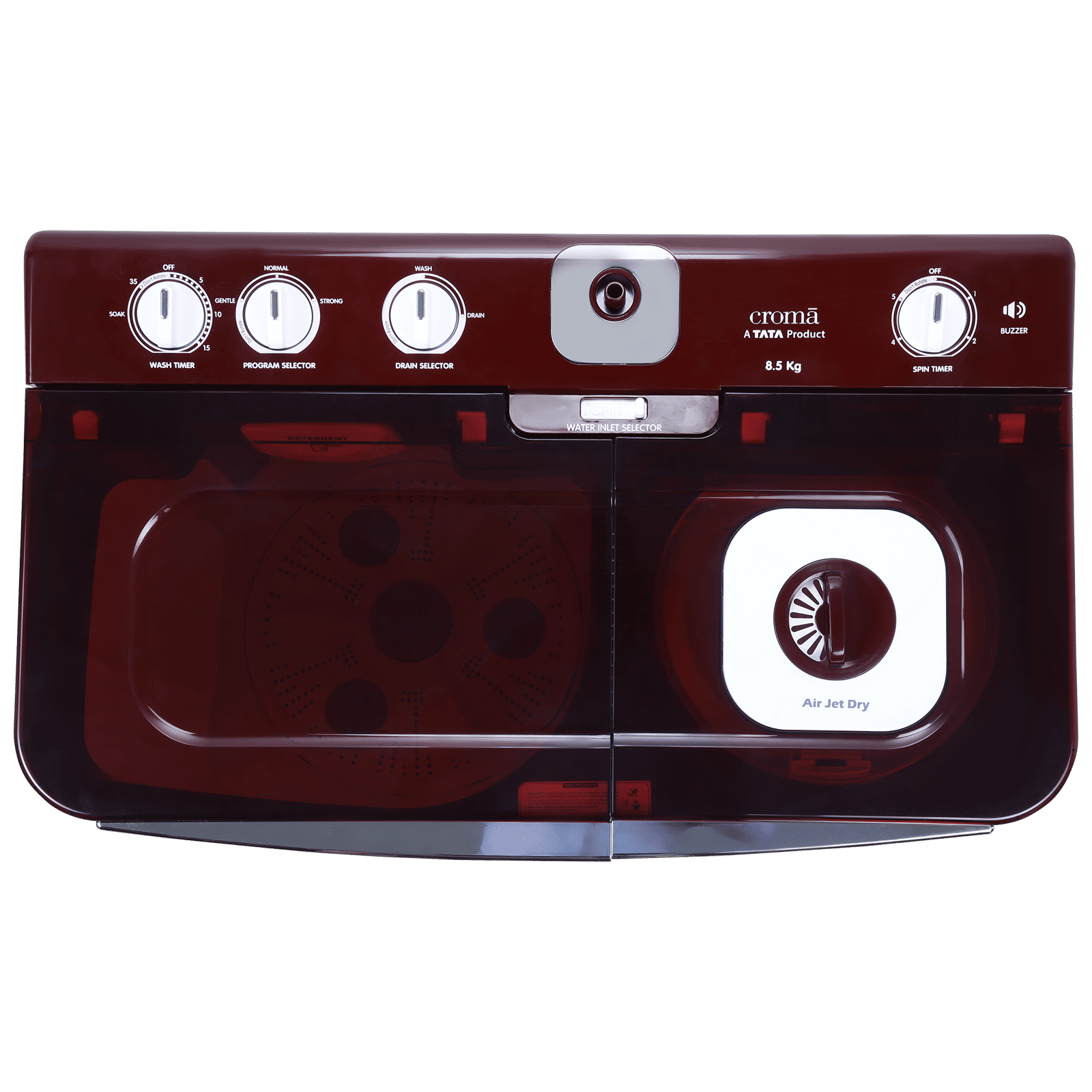 Croma 8.5 kg 5 Star Semi Automatic Washing Machine with Active Soak Function ( Burgundy)_8