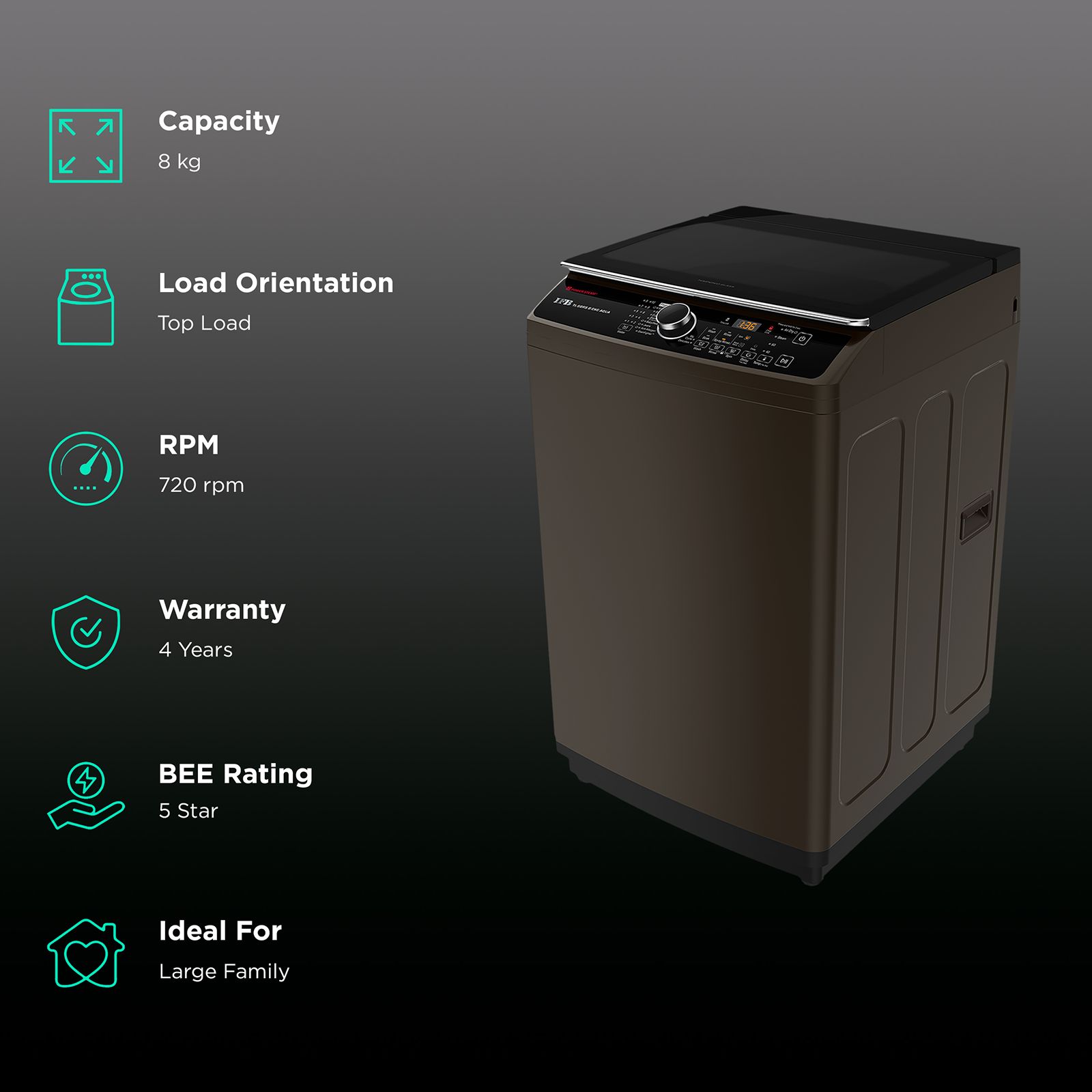IFB 8 kg 5 Star Fully Automatic Top Load Washing Machine (Aqua, TL - SBRS, In-built Heater, Brown)_2