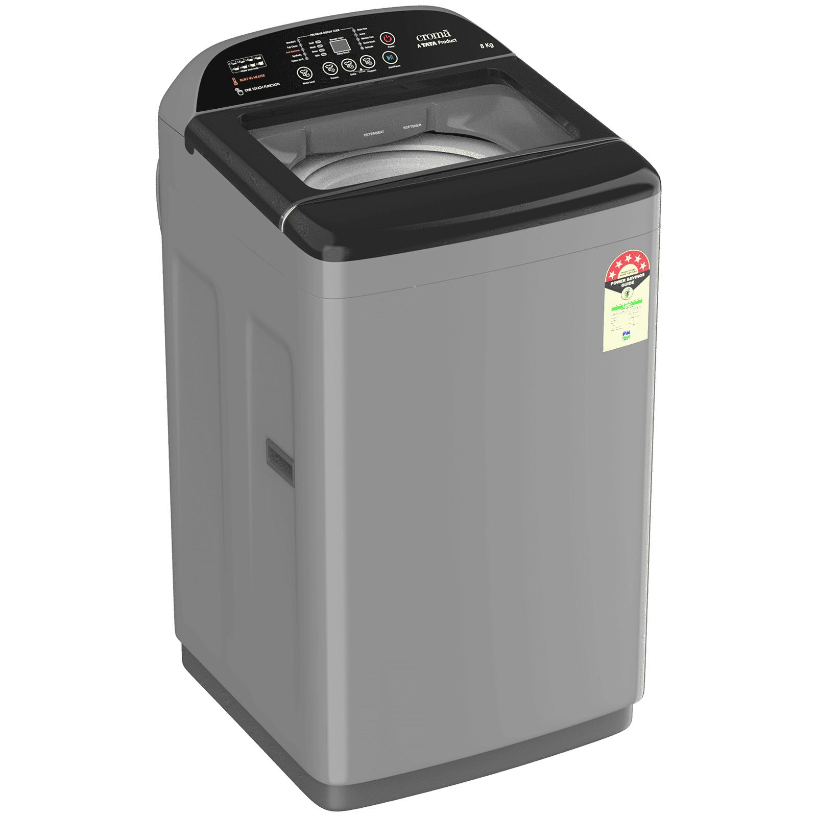 Croma 8 kg 5 Star Fully Automatic Top Load Washing Machine ( In Built heater, Inox Grey)_9