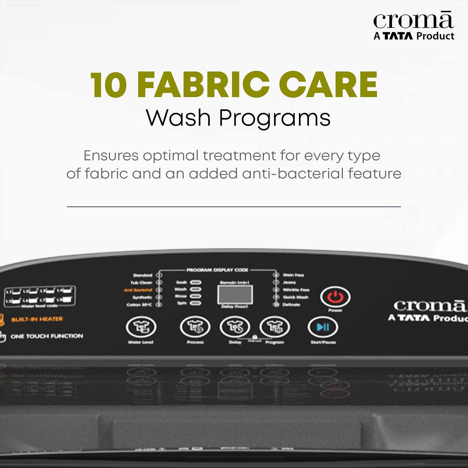 Croma 8 kg 5 Star Fully Automatic Top Load Washing Machine ( In Built heater, Inox Grey)_14