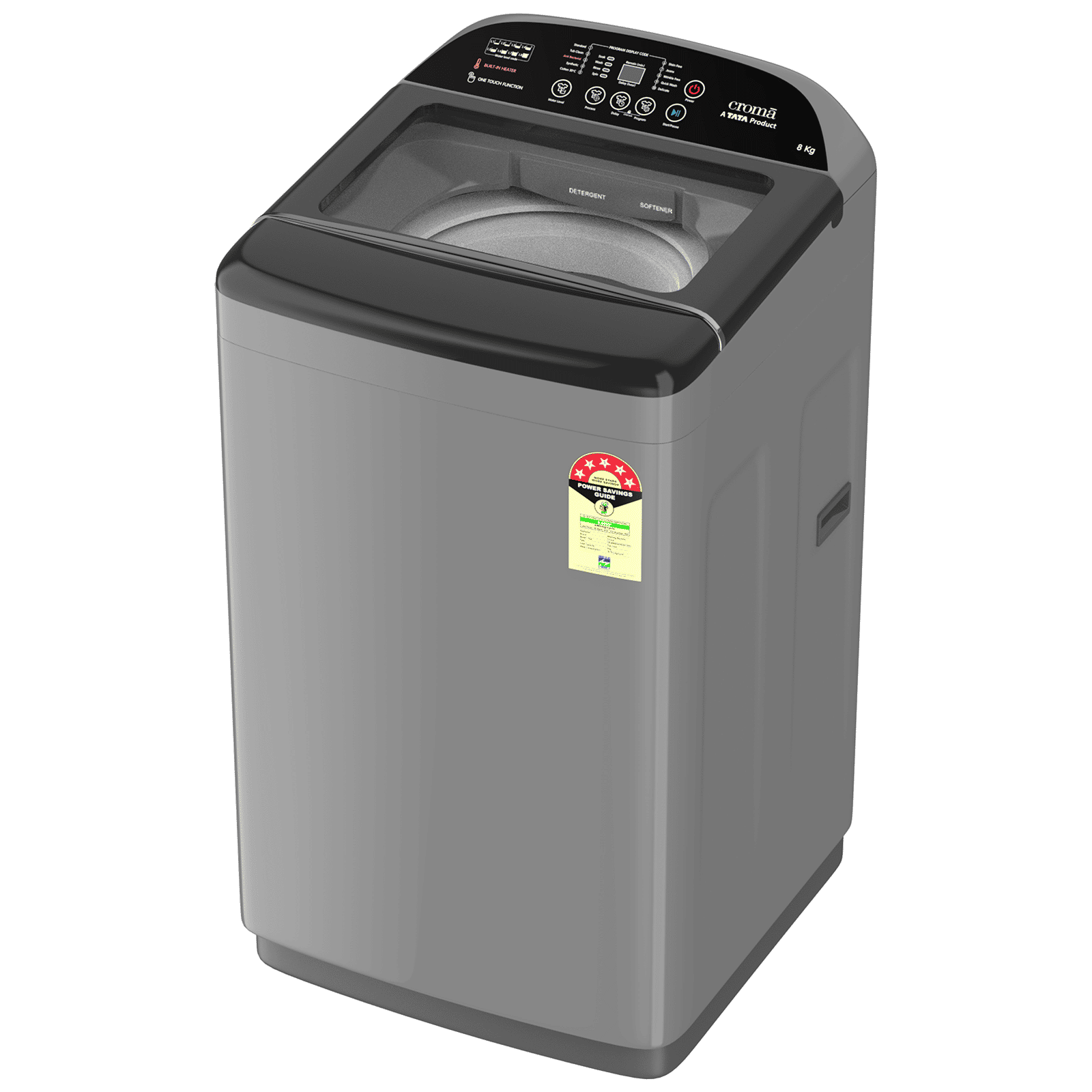 Croma 8 kg 5 Star Fully Automatic Top Load Washing Machine ( In Built heater, Inox Grey)_4