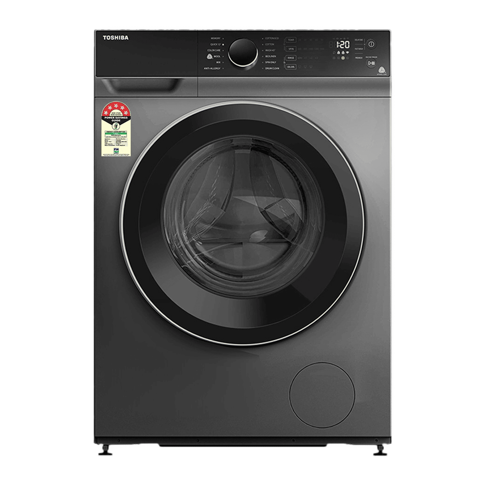 TOSHIBA 8 kg 5 Star Inverter Fully Automatic Front Load Washing Machine (TW-BJ90M4-IND(SK), Cyclone Mix Feature, Silver) TOSHIBA 8 kg 5 Star Inverter Fully Automatic Front Load Washing Machine (TW-BJ90M4-IND(SK), Cyclone Mix Feature, Silver)_1