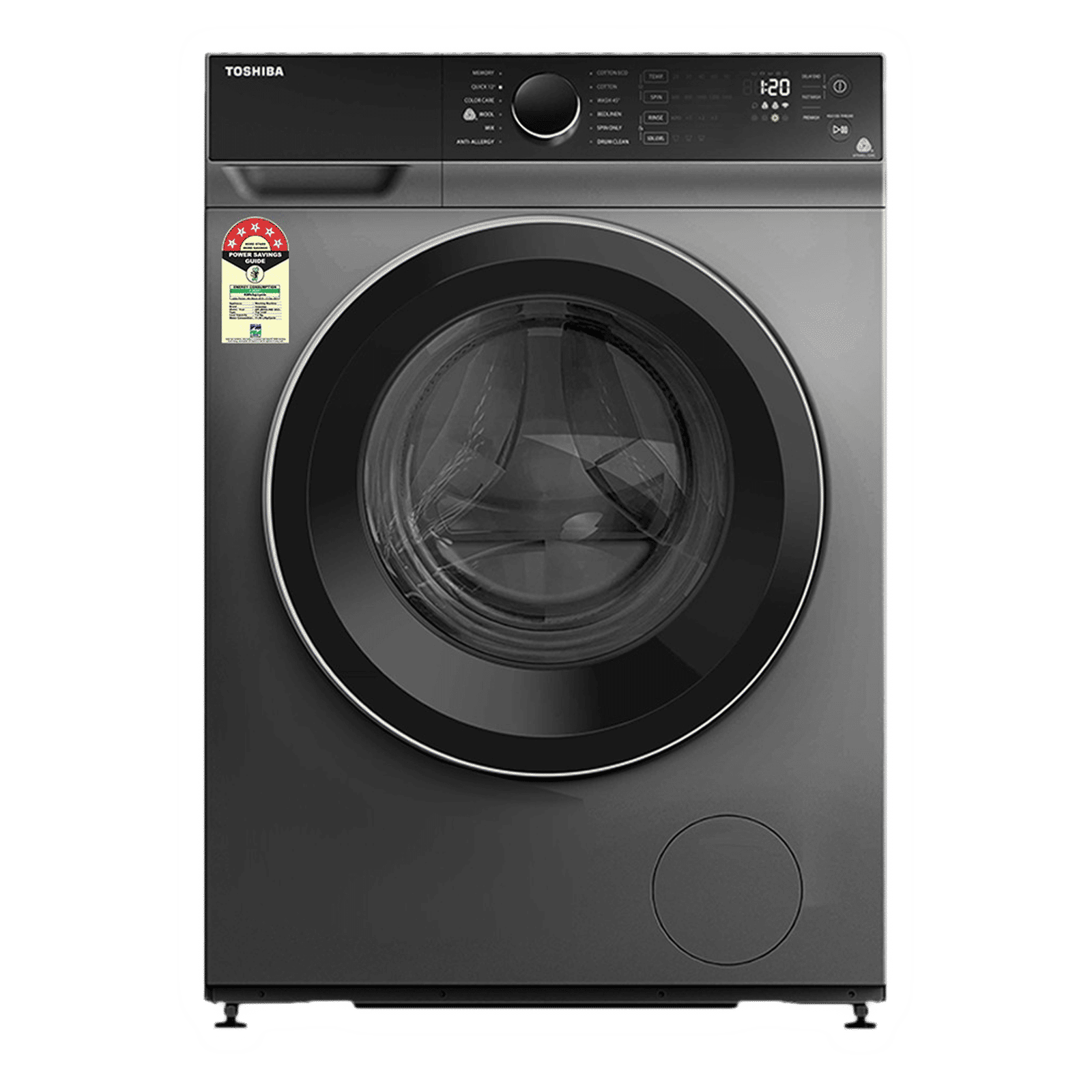 TOSHIBA 9 kg 5 Star Fully Automatic Front Load Washing Machine (TW-BJ100M4-IND(SK), In-Built Heater, Silver) TOSHIBA 9 kg 5 Star Fully Automatic Front Load Washing Machine (TW-BJ100M4-IND(SK), In-Built Heater, Silver)_1