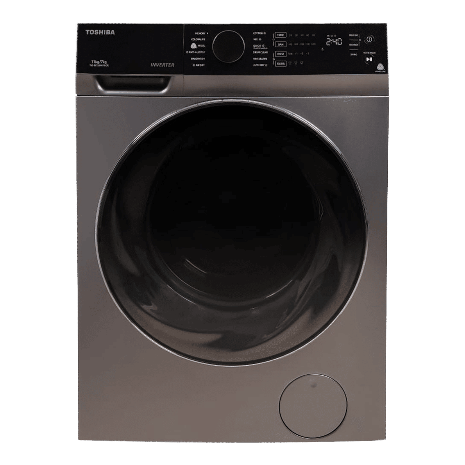 TOSHIBA 11/7 kg Inverter Fully Automatic Front Load Washer Dryer (TWD-BK120M4-IND(SK), Cyclone Mix Feature, Silver) TOSHIBA 11/7 kg Inverter Fully Automatic Front Load Washer Dryer (TWD-BK120M4-IND(SK), Cyclone Mix Feature, Silver)_1