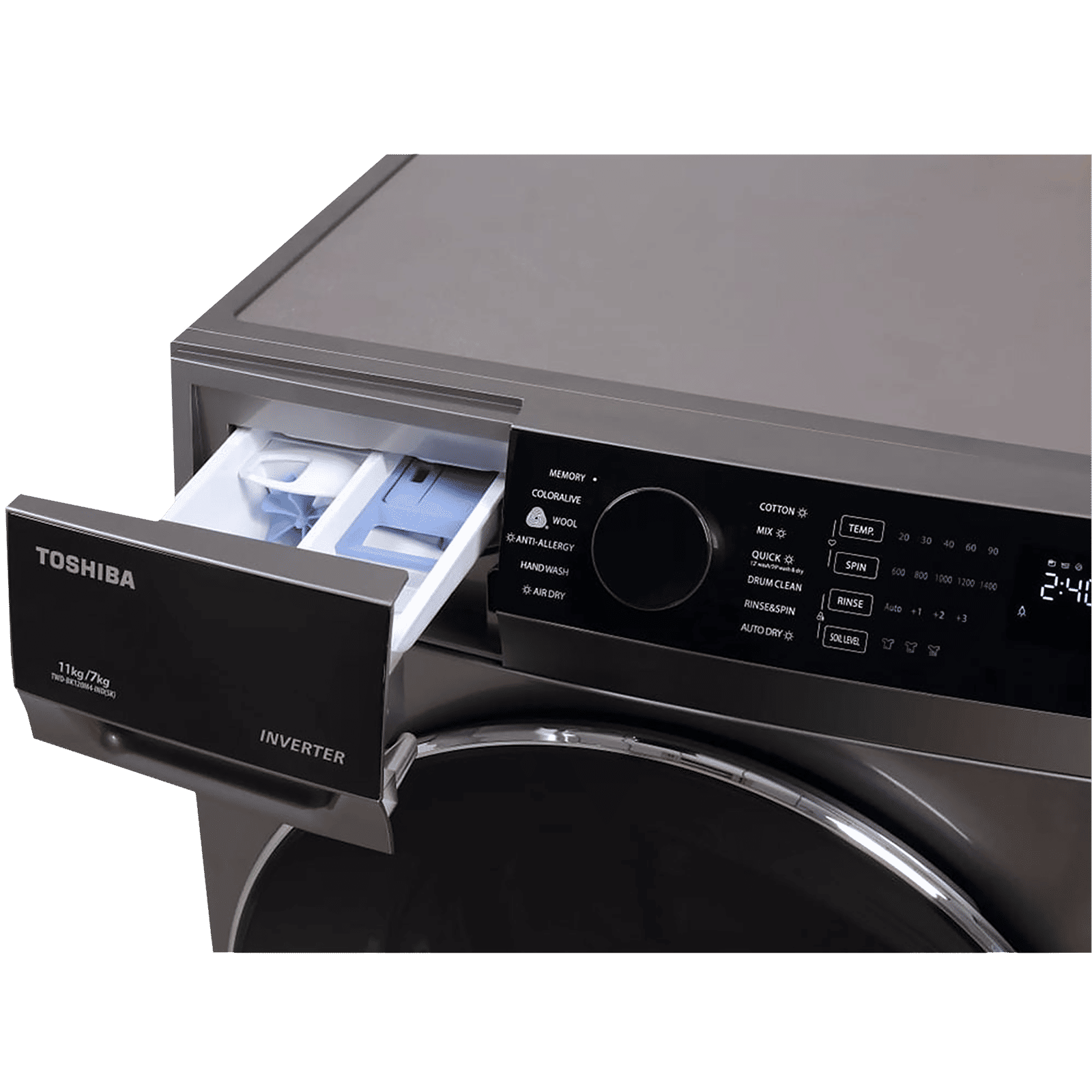 TOSHIBA 11/7 kg Inverter Fully Automatic Front Load Washer Dryer (TWD-BK120M4-IND(SK), Cyclone Mix Feature, Silver) TOSHIBA 11/7 kg Inverter Fully Automatic Front Load Washer Dryer (TWD-BK120M4-IND(SK), Cyclone Mix Feature, Silver)_7