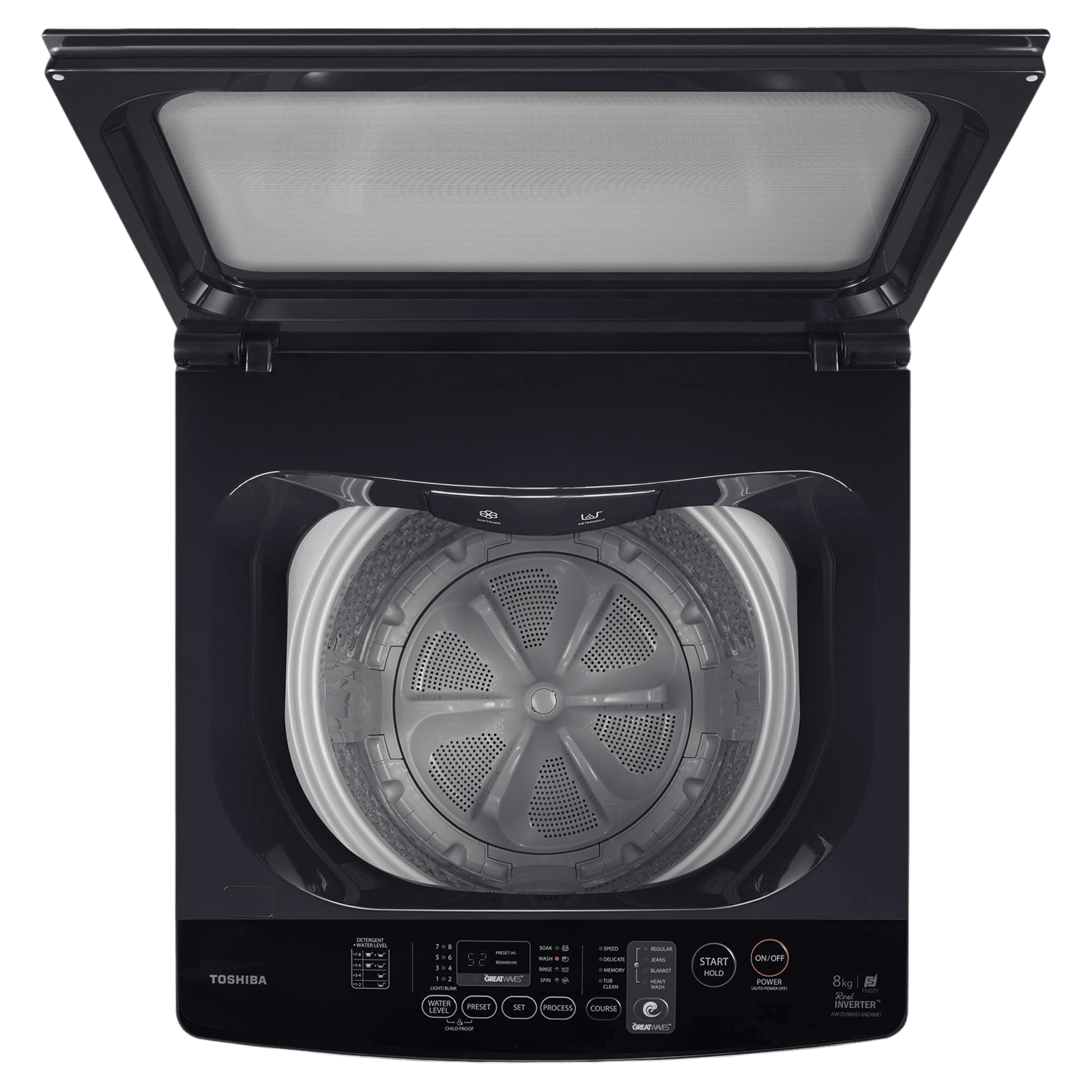 TOSHIBA 8 kg 5 Star Inverter Fully Automatic Top Load Washing Machine (AW-DJ900D-IND, i-Clean Function, Dark Silver)_7