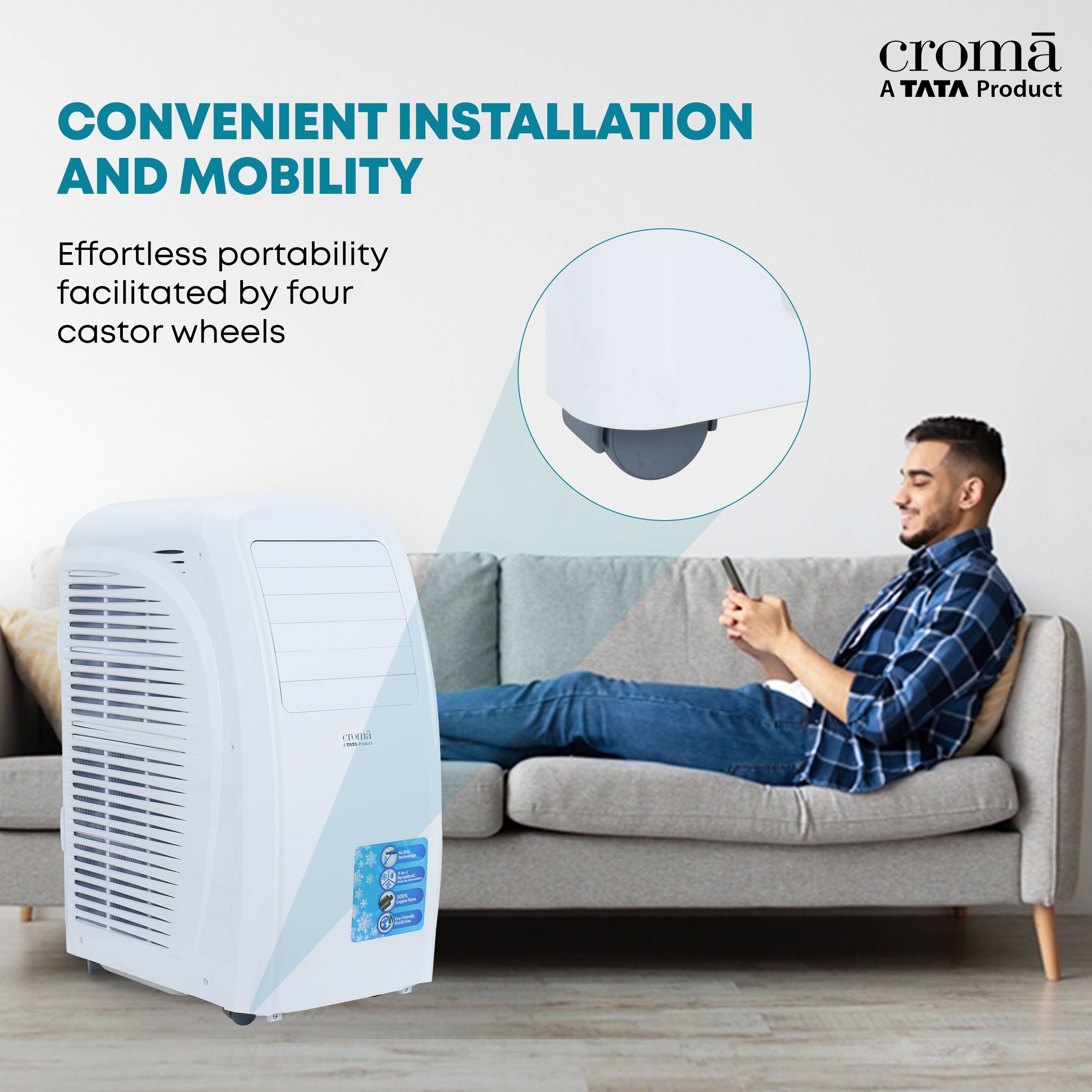 Croma 1.5 Ton Portable AC (Dust Filter, Copper Condenser, CRLA018PAA025801)_13