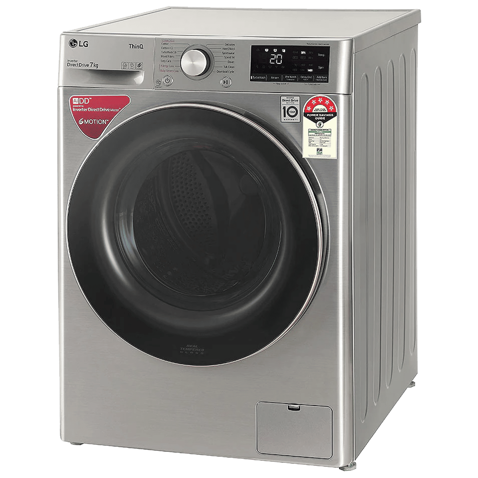 LG 7 kg 5 Star Inverter Fully Automatic Front Load Washing Machine (FHV1207ZWP, AI Direct Drive Technology, Platinum Silver)_6