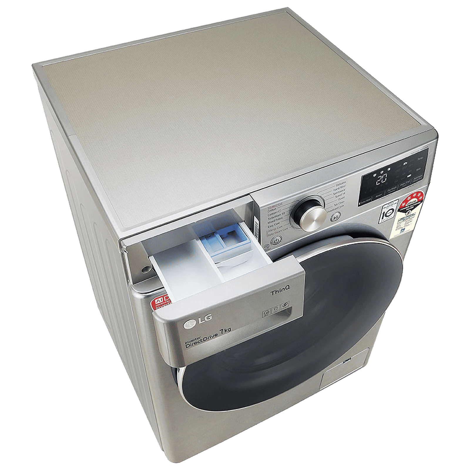LG 7 kg 5 Star Inverter Fully Automatic Front Load Washing Machine (FHV1207ZWP, AI Direct Drive Technology, Platinum Silver)_8