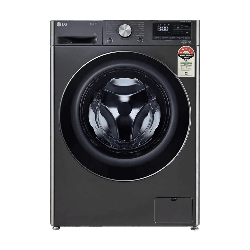 LG 8 kg 5 Star Inverter Fully Automatic Front Load Washing Machine (FHP1208Z9B.ABLQEIL, In-built Heater, Black Steel)_1