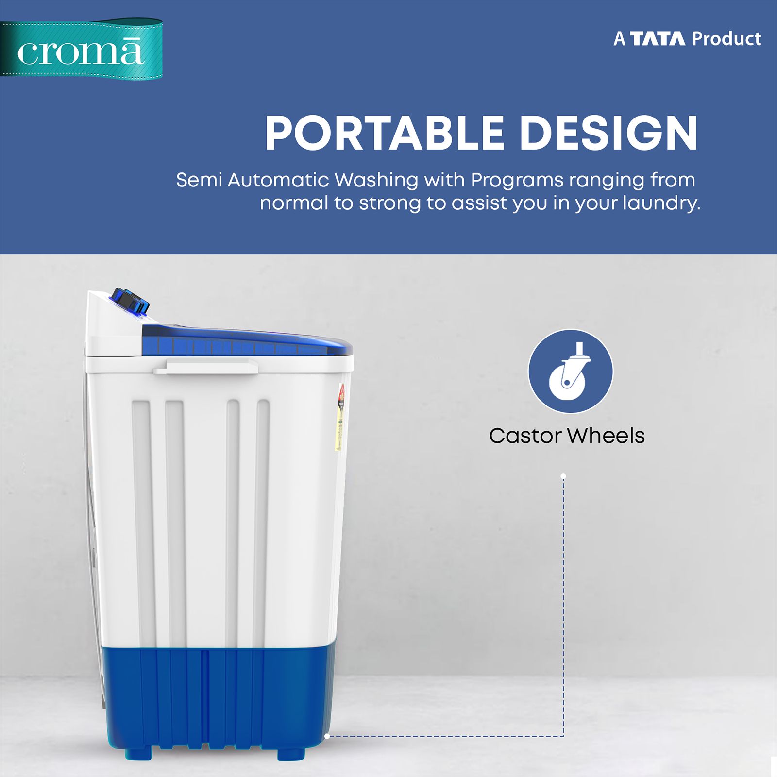 Croma 6.5 kg 5 Star Semi Automatic Washing Machine with Spiral Pulsator ( Blue) Croma 6.5 kg 5 Star Semi Automatic Washing Machine with Spiral Pulsator ( Blue)_8
