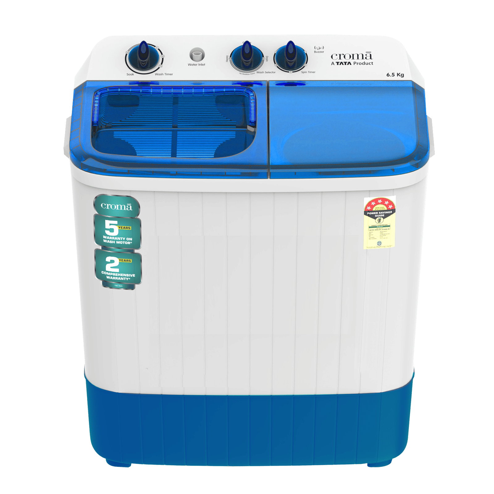 Croma 6.5 kg 5 Star Semi Automatic Washing Machine with Spiral Pulsator ( Blue) Croma 6.5 kg 5 Star Semi Automatic Washing Machine with Spiral Pulsator ( Blue)_9