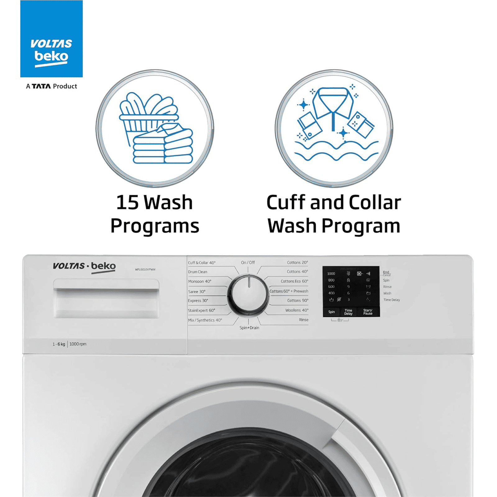 Voltas Beko 6 kg 5 Star Fully Automatic Front Load Washing Machine (WFL6010VPWW, In-built Heater, White)_8