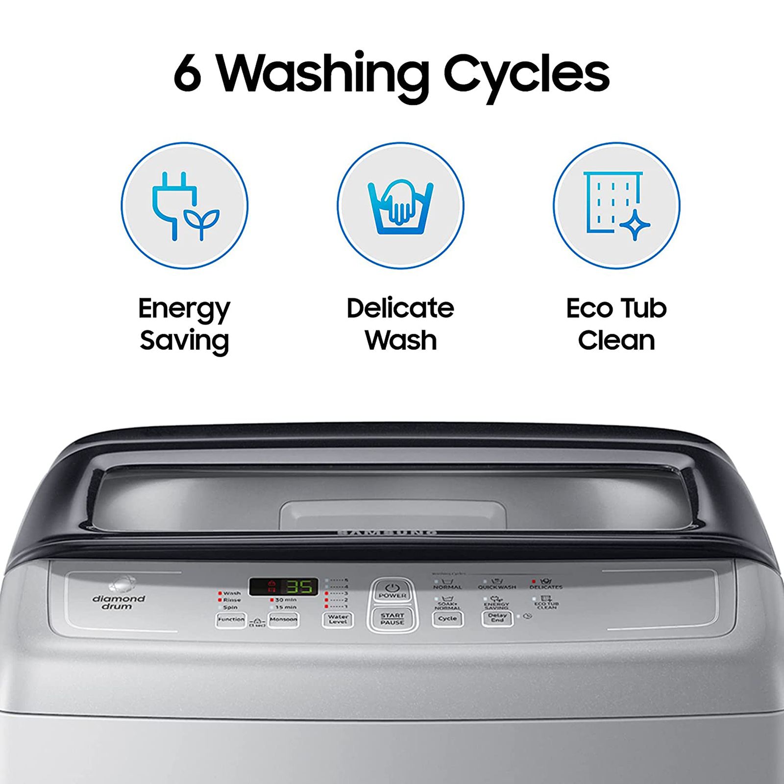 SAMSUNG 6.5 kg Inverter Fully Automatic Top Load Washing Machine (WA65A4002VS/TL, Diamond Drum, Imperial Silver) SAMSUNG 6.5 kg Inverter Fully Automatic Top Load Washing Machine (WA65A4002VS/TL, Diamond Drum, Imperial Silver)_11
