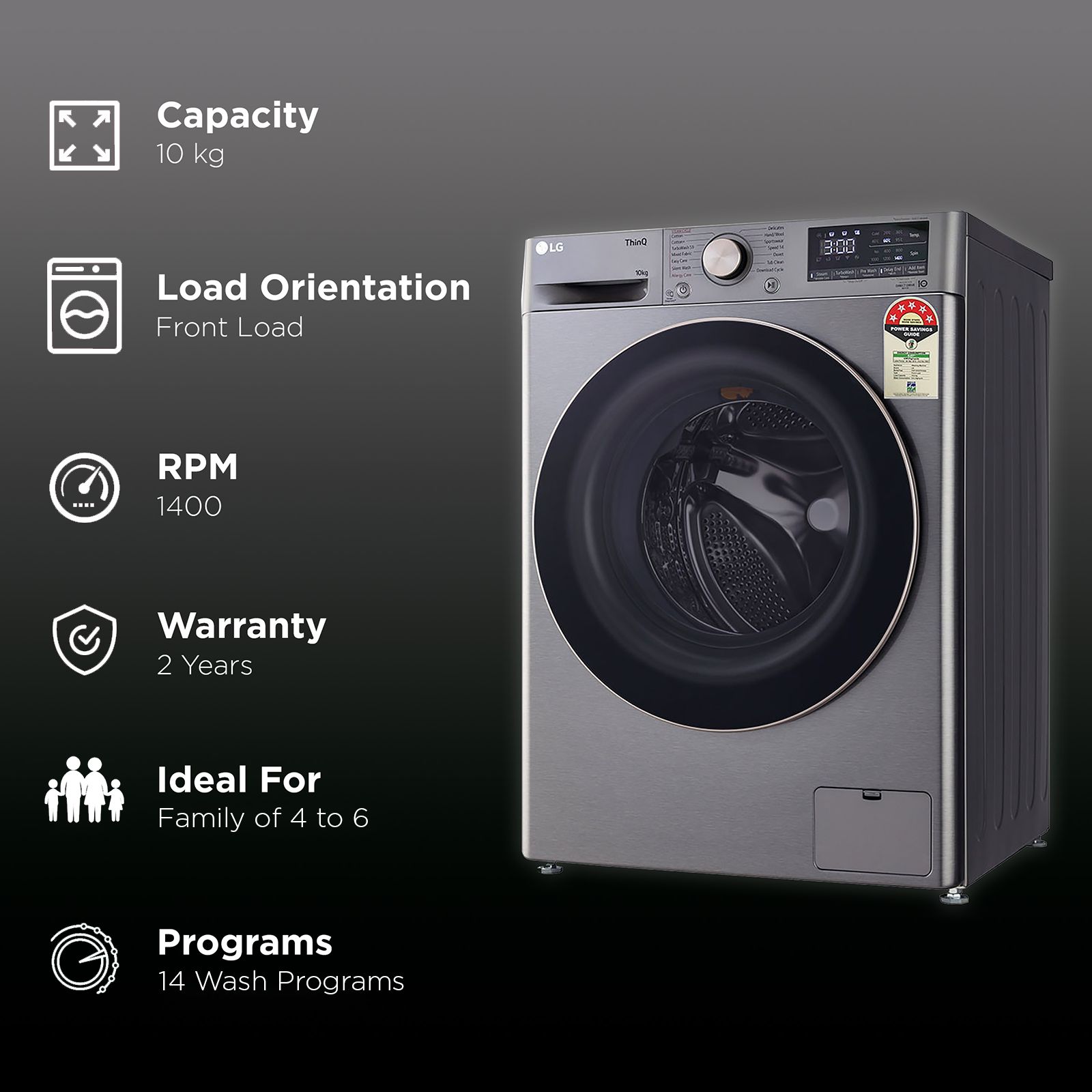 LG 10 kg 5 Star Fully Automatic Front Load Washing Machine (FHP1410Z7P.APSQEIL, Smart Diagnosis, Platinum Silver) LG 10 kg 5 Star Fully Automatic Front Load Washing Machine (FHP1410Z7P.APSQEIL, Smart Diagnosis, Platinum Silver)_2