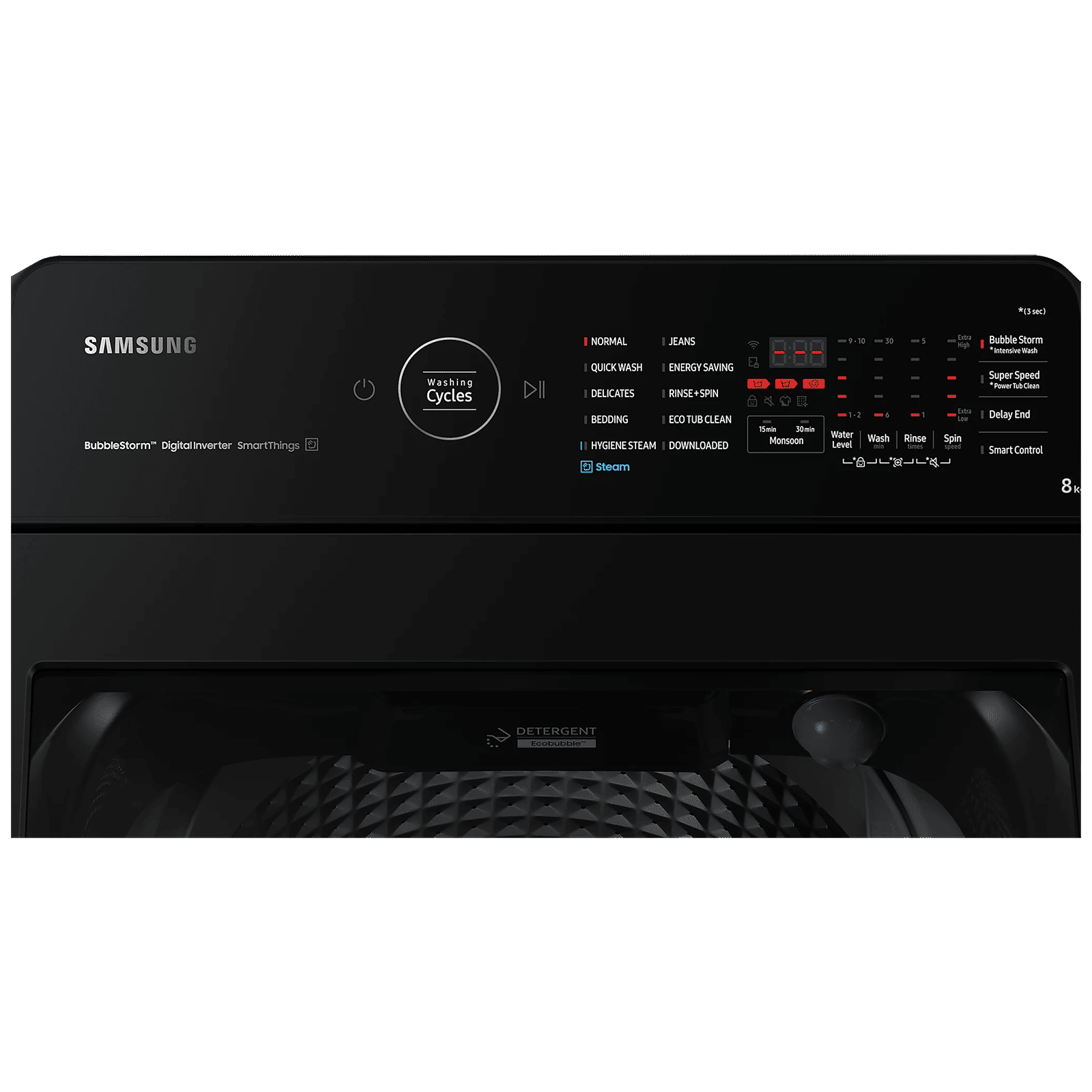 SAMSUNG 8 kg 5 Star Fully Automatic Top Load Washing Machine (WA80BG4686BVTL, In-built Heater, Black Caviar)_4