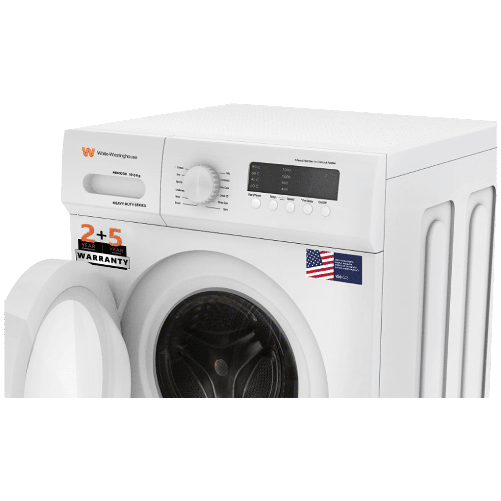White Westinghouse 10.5 kg Fully Automatic Front Load Washing Machine (HDF1050, In-built Heater, White) White Westinghouse 10.5 kg Fully Automatic Front Load Washing Machine (HDF1050, In-built Heater, White)_6