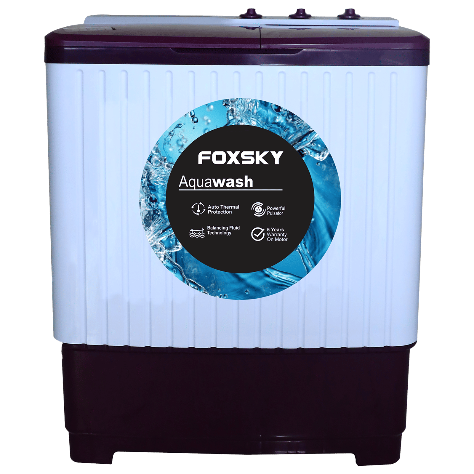 FOXSKY 7 kg Semi-Automatic Top Load Washing Machine with Magic Filter (Aqua Wash, Maroon)_1