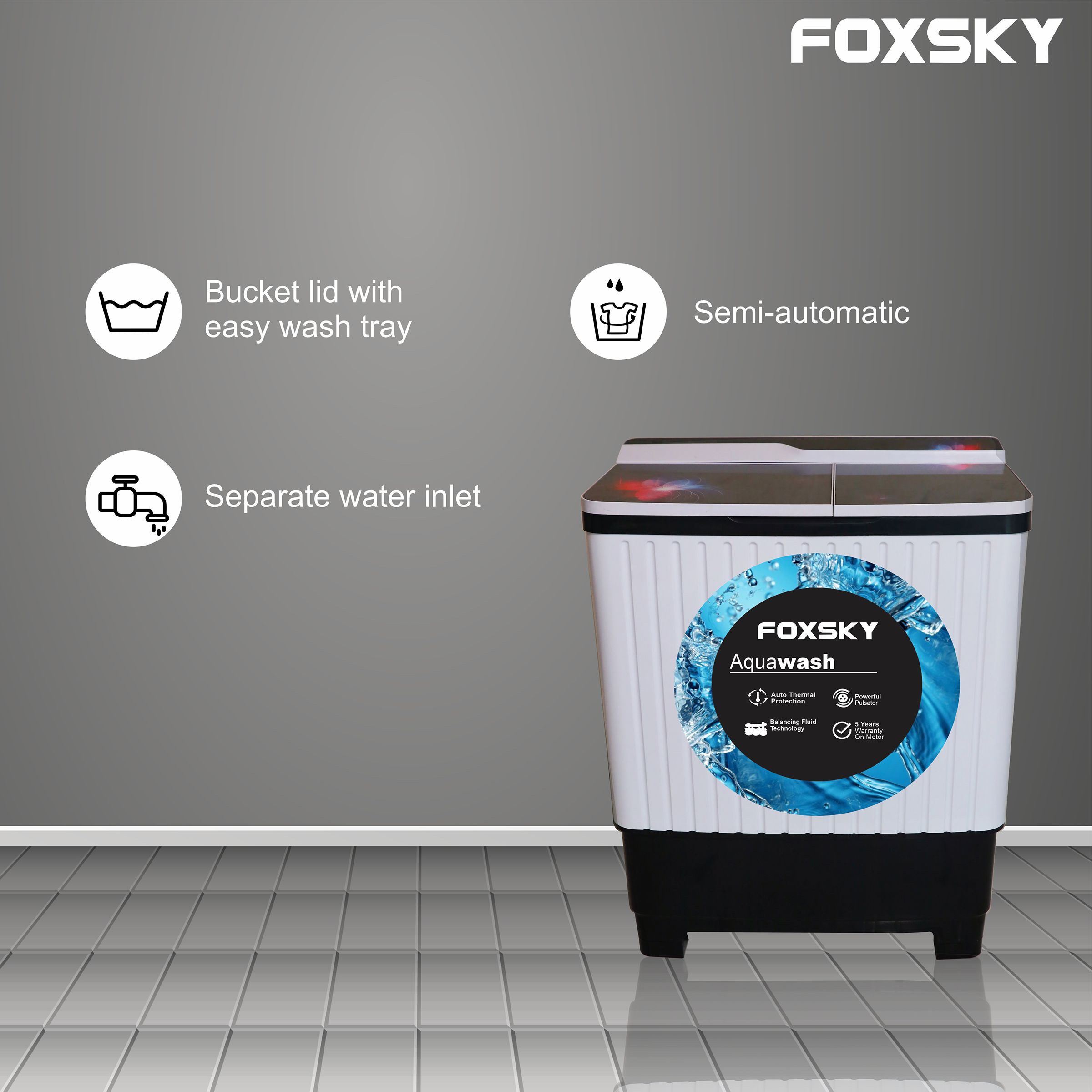 FOXSKY 7.5 Kg Semi Automatic Washing Machine with 3D Scrub Technology (Aqua Wash, Maroon) FOXSKY 7.5 Kg Semi Automatic Washing Machine with 3D Scrub Technology (Aqua Wash, Maroon)_9