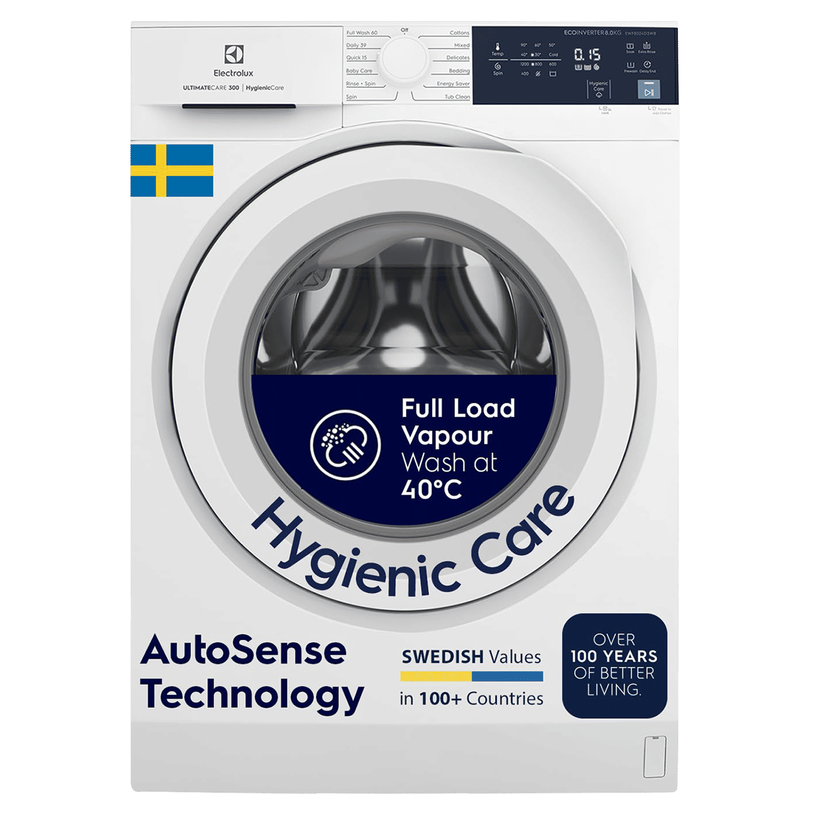 Electrolux 8 kg 5 Star Inverter Fully Automatic Front Load Washing Machine (UltimateCare 300, EWF8024D3WB, HygienicCare, White) Electrolux 8 kg 5 Star Inverter Fully Automatic Front Load Washing Machine (UltimateCare 300, EWF8024D3WB, HygienicCare, White)_1